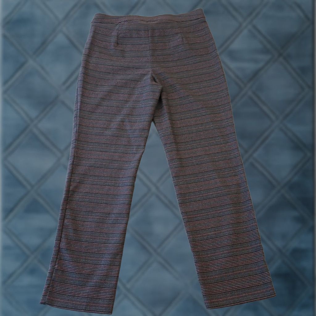 Vintage Briggs New York Dress Pants Womens Large Gray Pink Plaid Pull On Stretch 34x29 High Rise Size 36" / US 14 / IT 50 - 1 Thumbnail