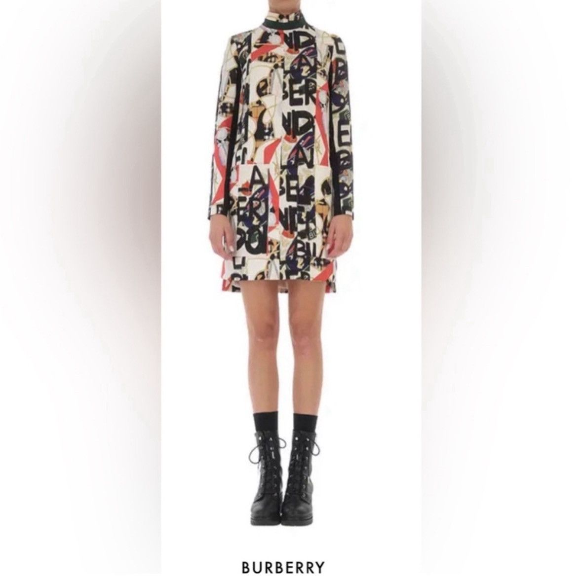 Burberry Burberry London Zoya Graffiti Print Mini Dress Silk Wool Size XS / US 0-2 / IT 36-38 - 1 Thumbnail