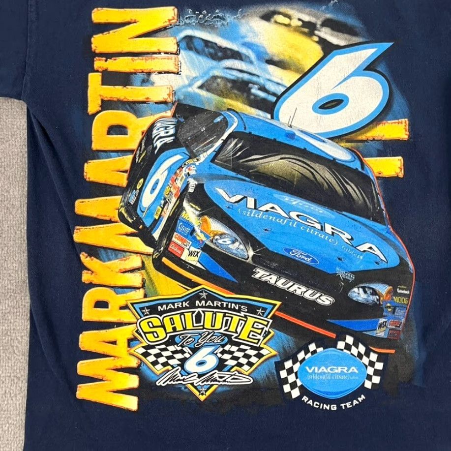 Gildan VINTAGE Gildan Mark Martin NASCAR Shirt Mens Large Blue Viagra Graphic Tee Double-Sided Graphic Print Size US L / EU 52-54 / 3 - 2 Thumbnail
