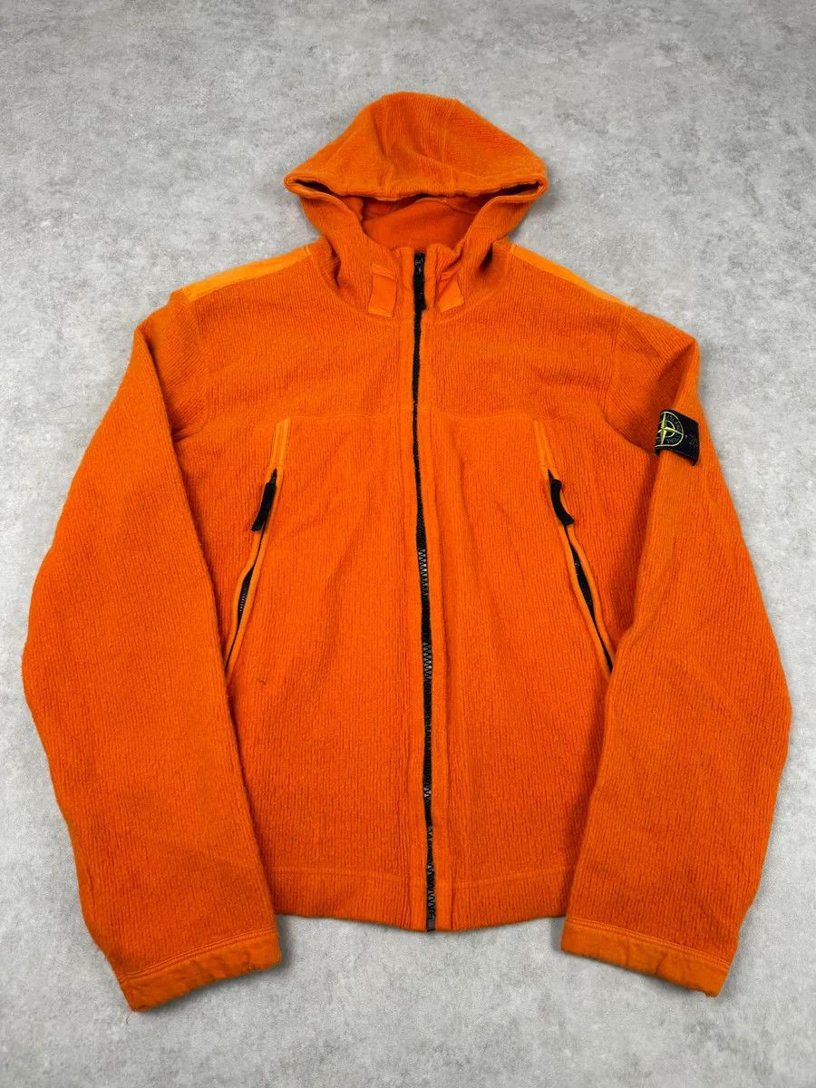 Stone Island Stone Island Orange Wool Fleece Zip-up Hoodie Size US L / EU 52-54 / 3 - 1 Thumbnail