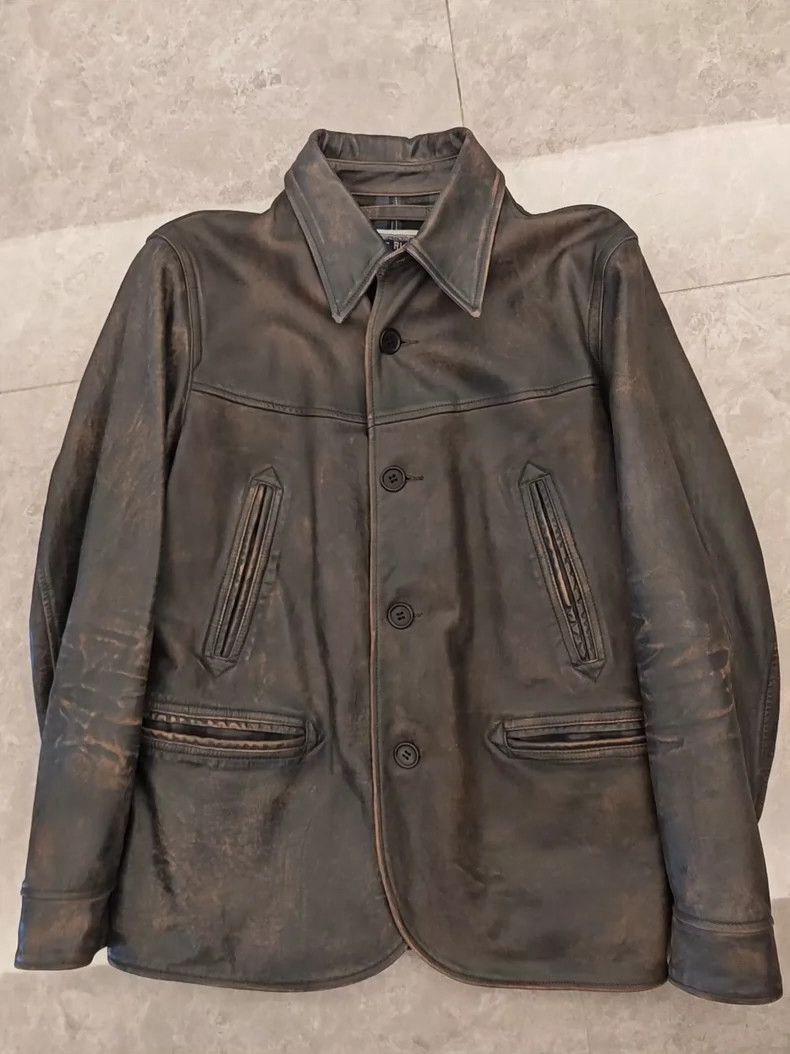 RRL Ralph Lauren RRL Ralph Lauren Blue dyed used leather jacket for the gat Size US S / EU 44-46 / 1 - 1 Thumbnail
