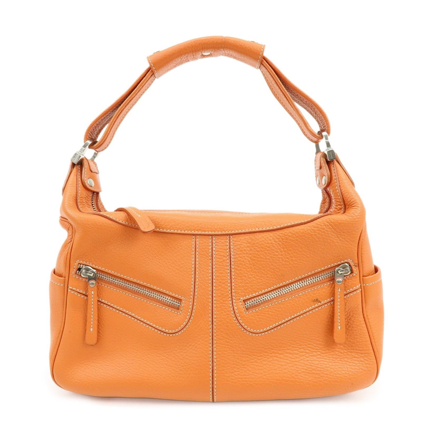 Tod's Tod's Miky Calfskin Shoulder Bag Orange Size ONE SIZE - 1 Thumbnail