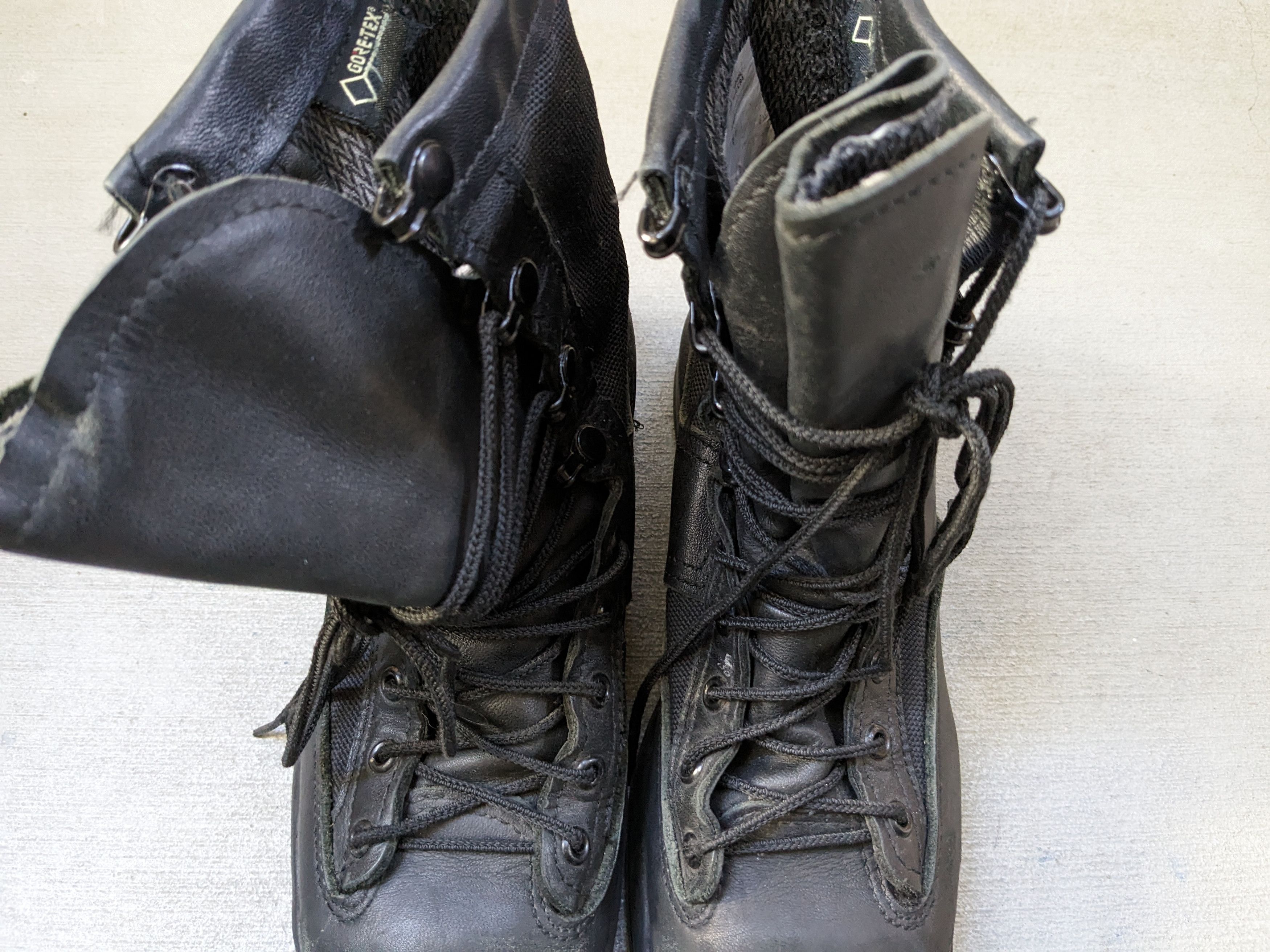 Genuine Leather Combat Boots Black 9 Leather Biker Chunky Lace Up Rubber Size US 9 / EU 42 - 2 Thumbnail
