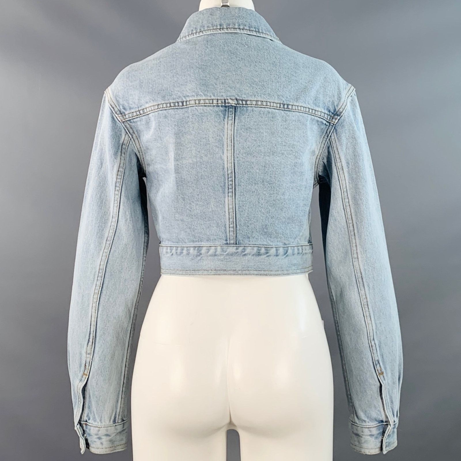 Self-Portrait SELF-PORTRAIT 6 Blue Cotton Rhinestones Cropped Denim Jacket Size M / US 6-8 / IT 42-44 - 4 Thumbnail
