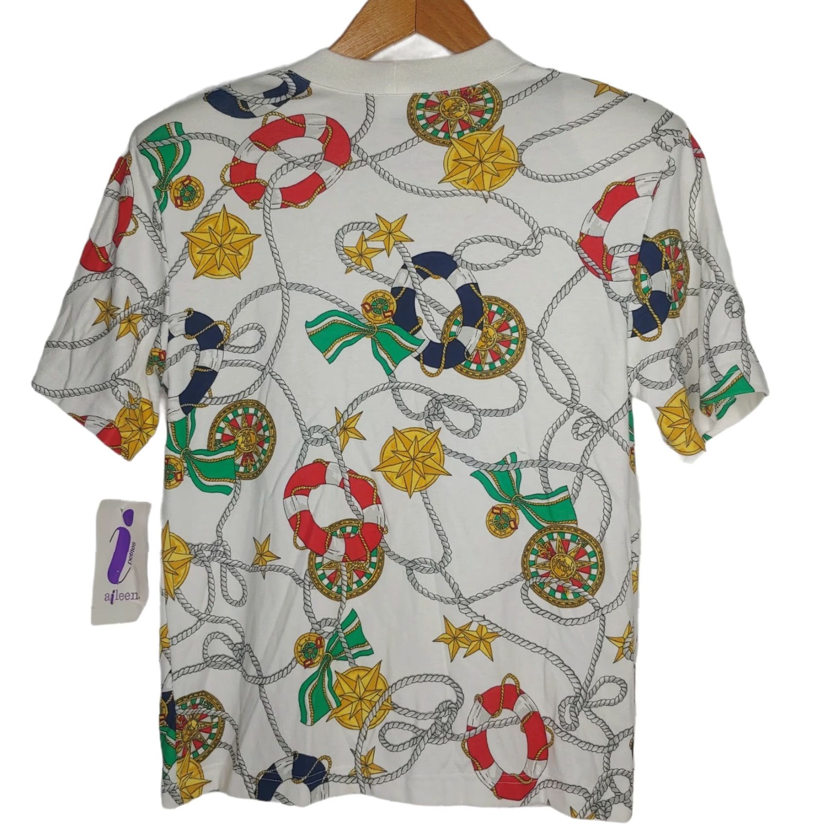 Nautica VINTAGE Women's Nautical Print Button-Up Shirt Petite Small Boat Sailing Coastal Beach Top Size S / US 4 / IT 40 - 3 Thumbnail