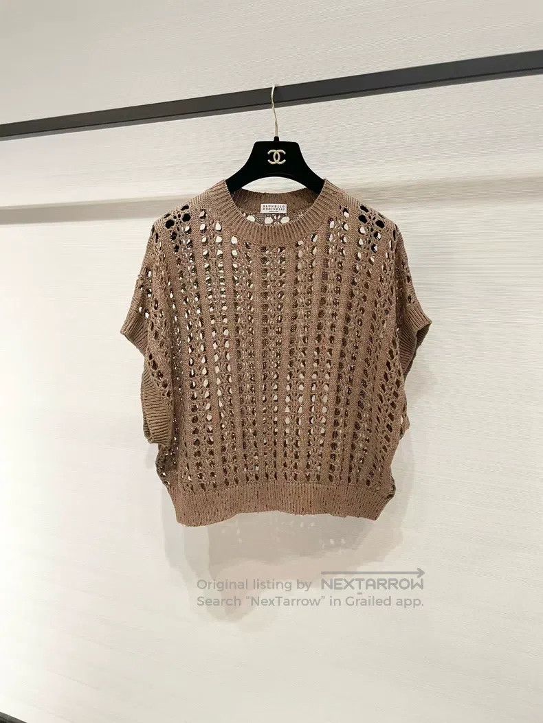 Brunello Cucinelli Brunello Cucinelli Grey blue sequin knit vest Size M / US 6-8 / IT 42-44 - 1 Thumbnail