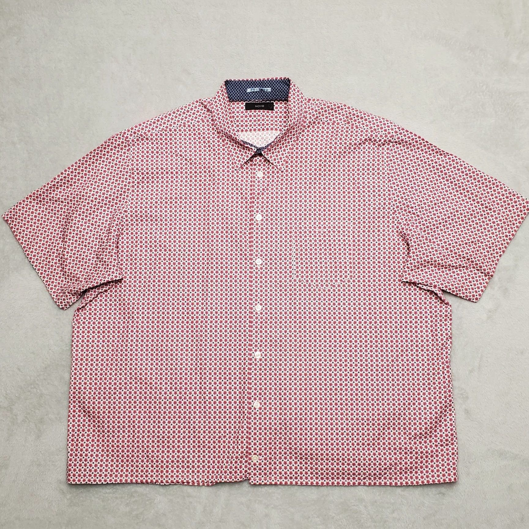 Pinko Nove 9 Shirt Mens M Pink Geometric Floral Button 100% Cotton Short Sleeve Shirt Buttons-Down Casual Mens Size US M / EU 48-50 / 2 - 2 Thumbnail