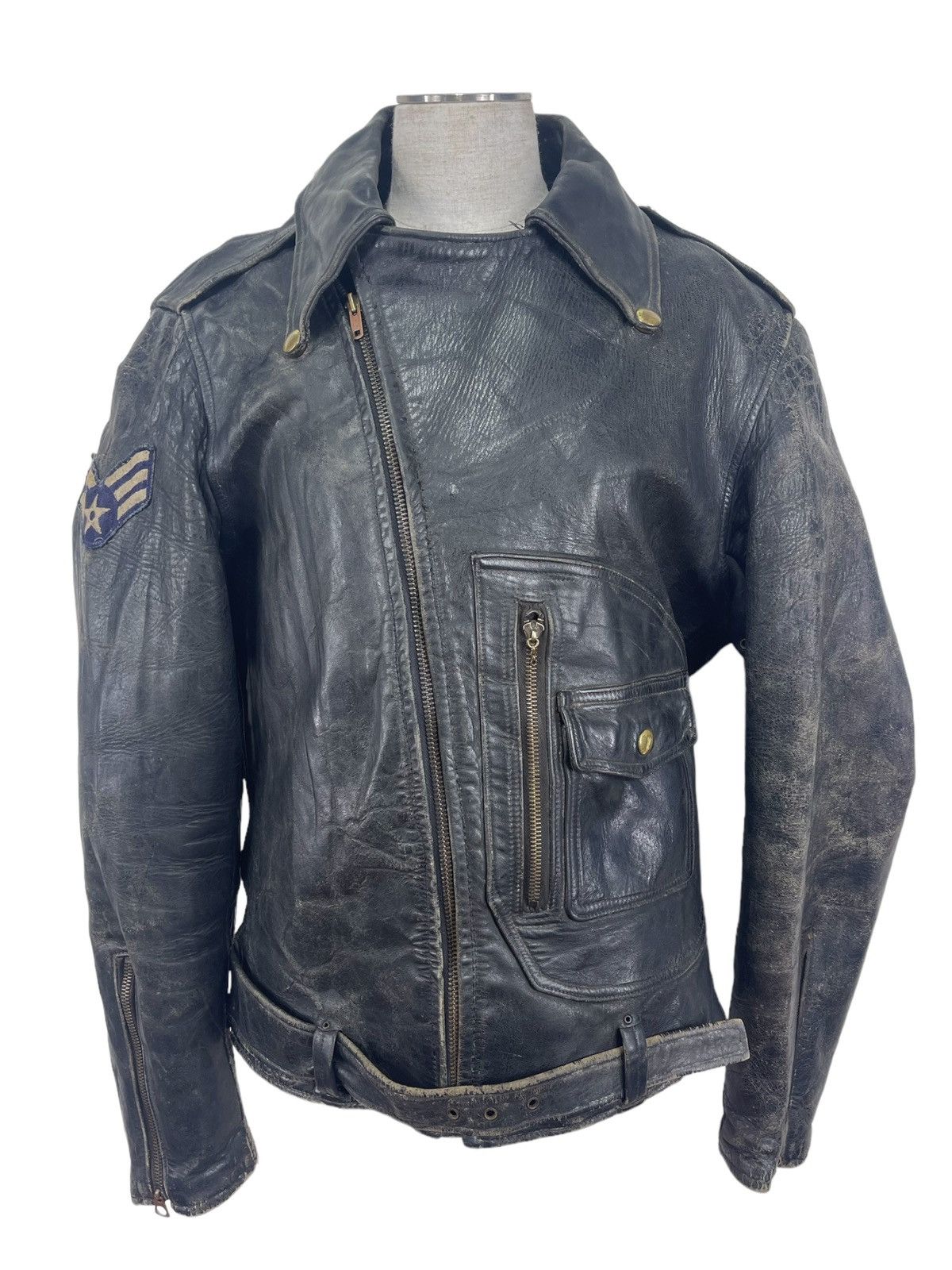 Sears 1950s Hercules Black Leather Biker Jacket Size US M / EU 48-50 / 2 - 2 Thumbnail