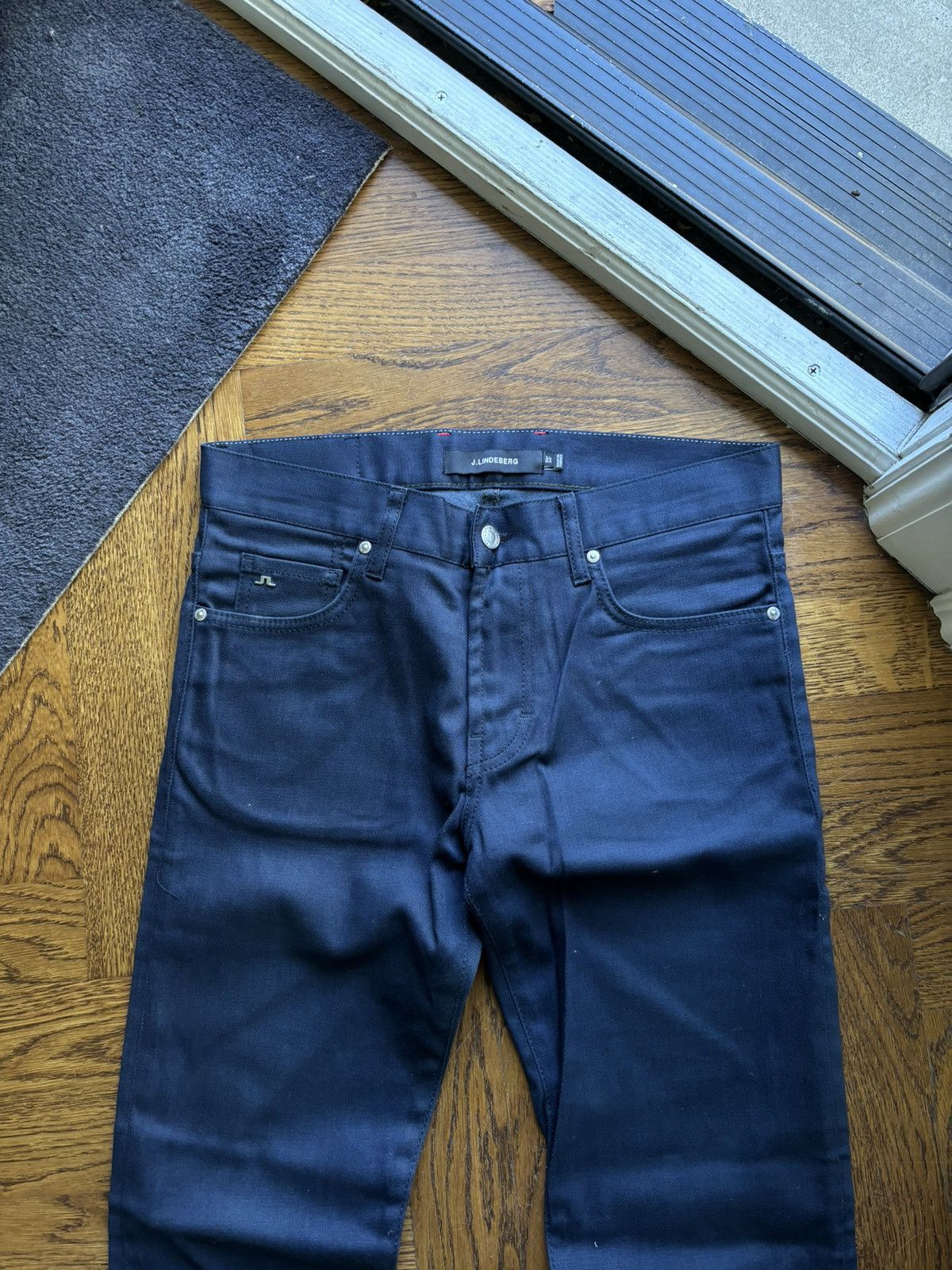 Designer × J.Lindeberg J LIndeberg Jay Dressed Blue Pants Waxed Denim Skinny Jeans Size US 31 - 4 Thumbnail