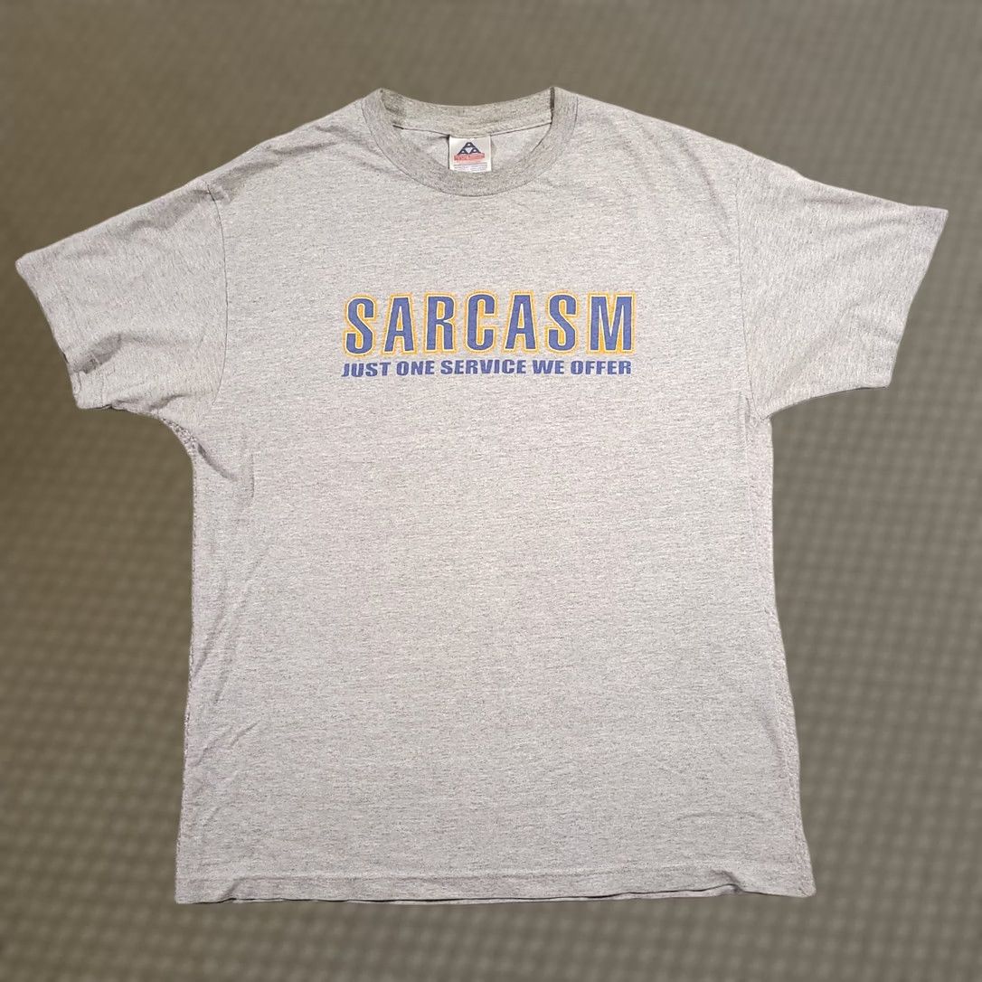 Vintage VINTAGE AllStyle Sarcasm Shirt Mens Large Gray Short Sleeve FLAWS Graphic Tee 90s Mens Size US L / EU 52-54 / 3 - 1 Thumbnail