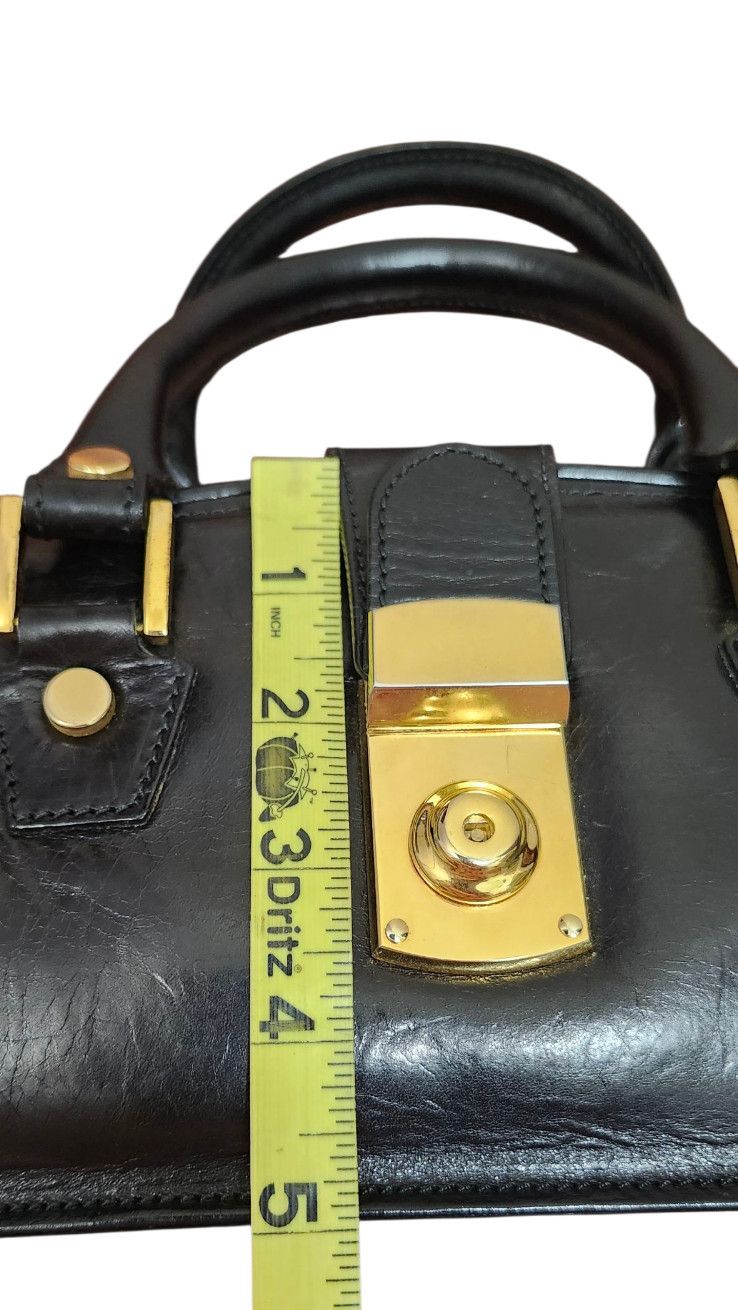 Other Francesco Rogani Black Leather Structured Handbag Gold Size ONE SIZE - 17 Thumbnail