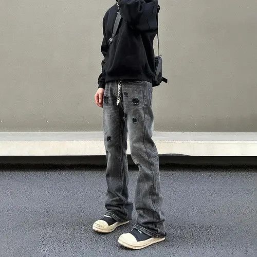 VIBE Ripped Jeans Men Black Streetwear Y2k Denim Pants Size US 34 / EU 50 - 5 Thumbnail