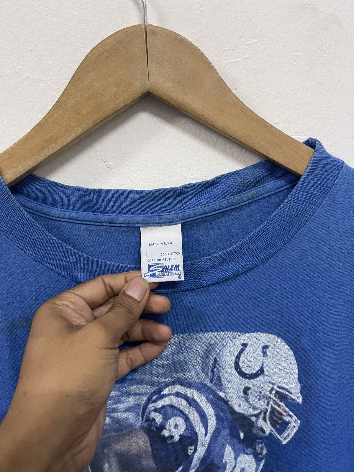 NFL × Salem Sportswear × Vintage 90s Marshall Faulk NFL player shirt Size US L / EU 52-54 / 3 - 3 Thumbnail