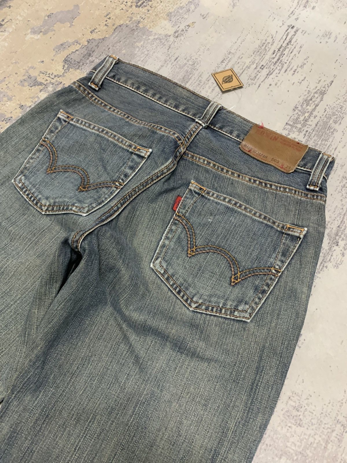 Japanese Brand Vintage Edwin 503 Mud Wash Distressed Loose Jeans Size US 29 - 8 Thumbnail