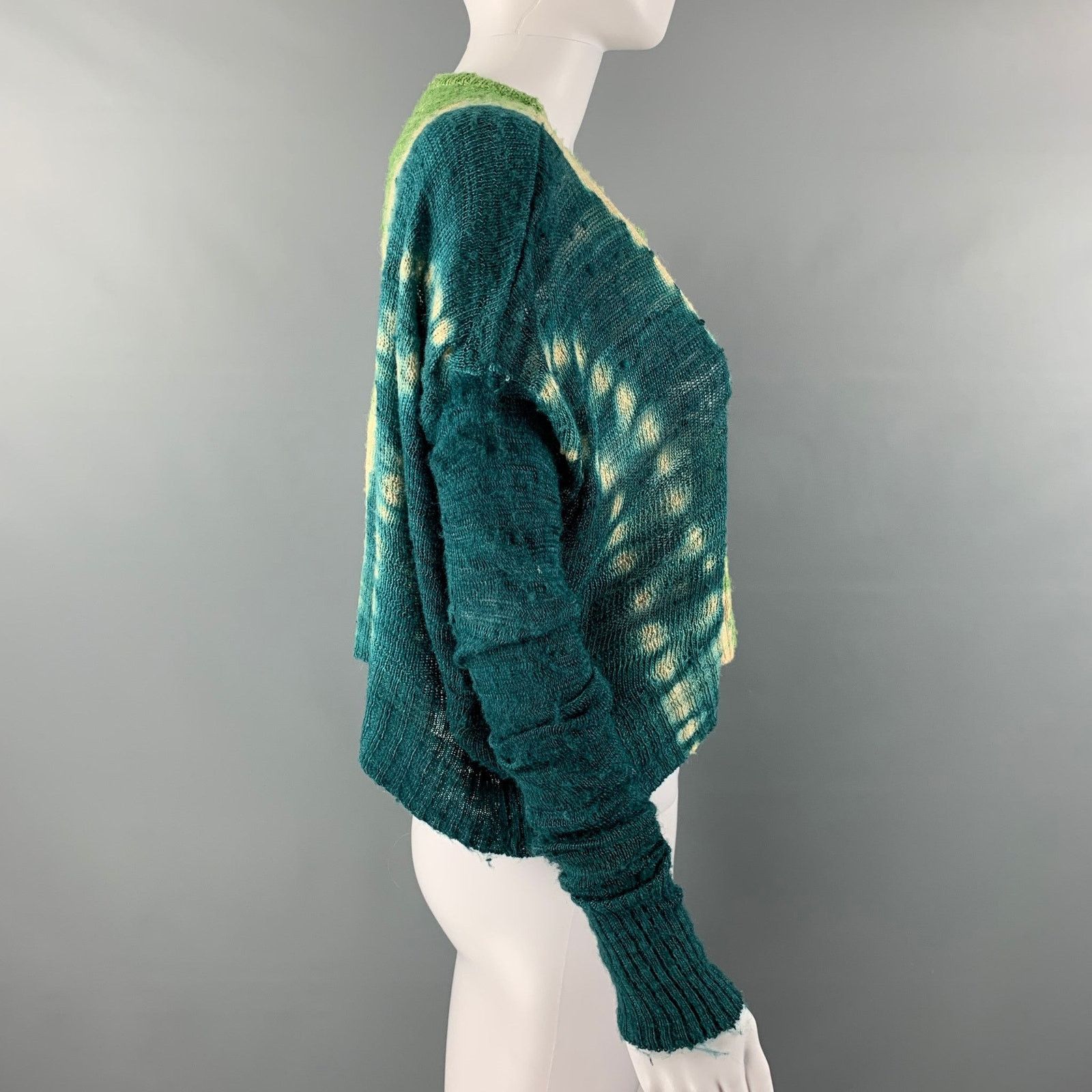 Altuzarra ALTUZARRA Size S Green Blue Silk Tie Dye Cropped Casual Top Size S / US 4 / IT 40 - 2 Thumbnail
