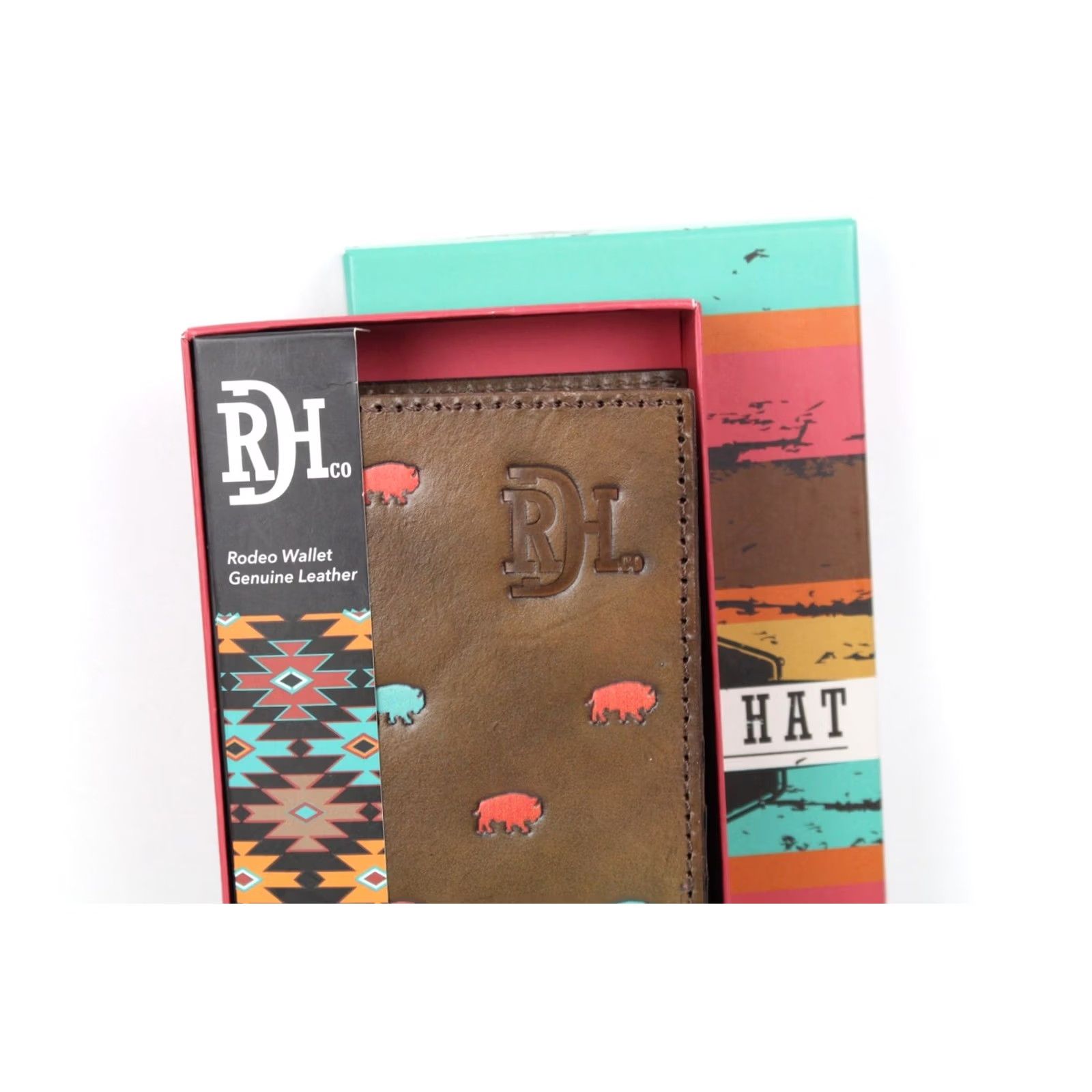 Vintage VINTAGE Red Dirt Hat Men's Rodeo Wallet Bison Buffalo Western Cowboy Leather Brown Multi Size ONE SIZE - 3 Thumbnail