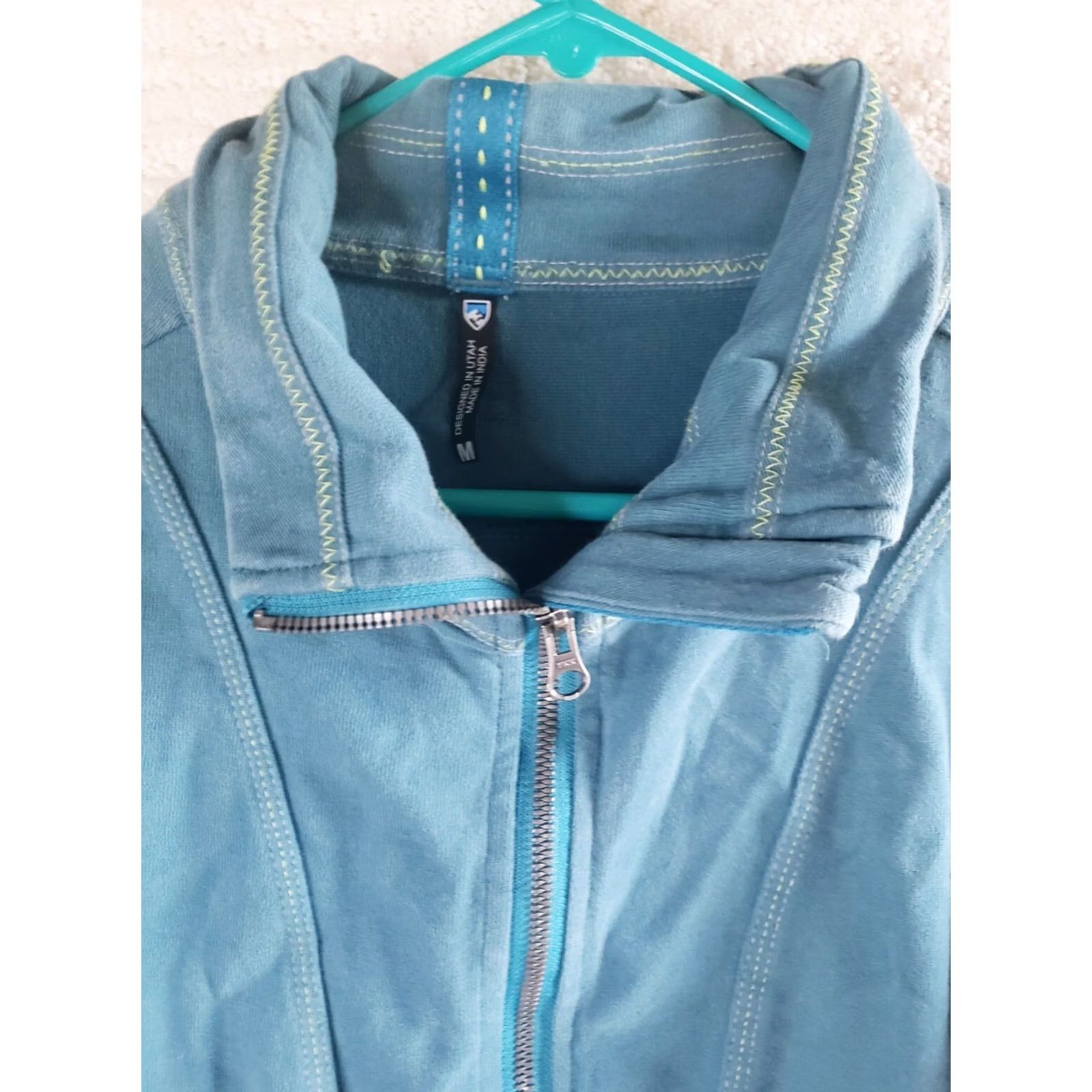 Vintage Kuhl Jacket M Kember Full Zip Turquoise Blue Green Organic Cotton Womens Medium Regular Size M / US 6-8 / IT 42-44 - 4 Thumbnail