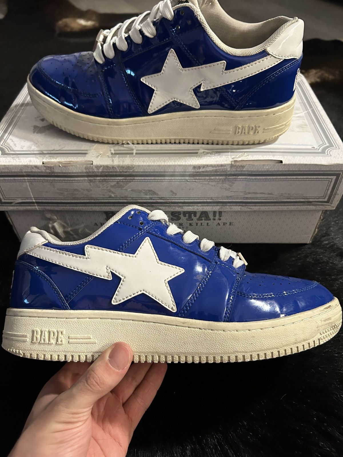 Bape Bapesta ”Blue Patent” Size US 9.5 / EU 42-43 - 1 Thumbnail