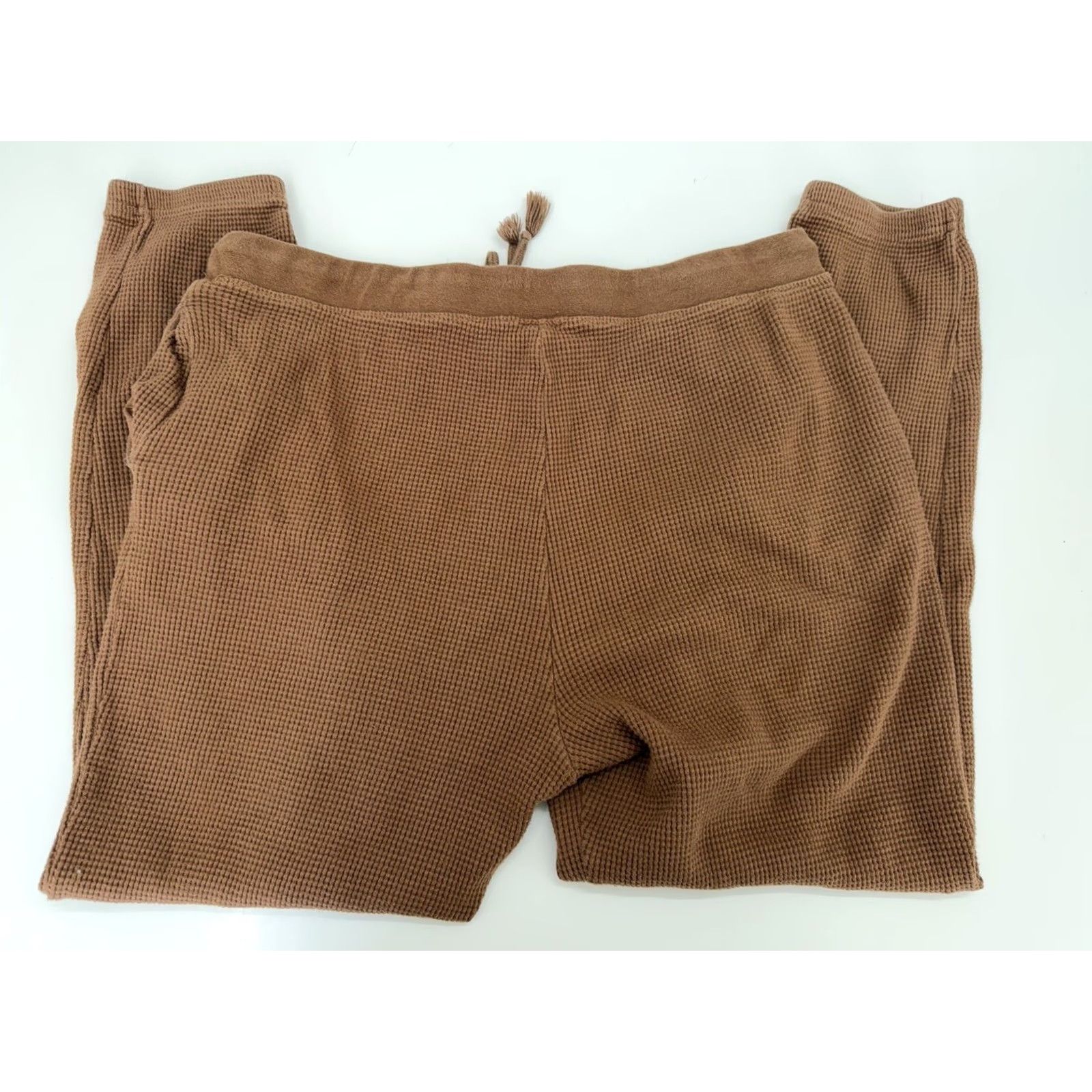 Vintage Sage Collective Womens Sweatpants Jogger Brown Waffle Knit Drawstring XL Front Pockets Casual Comfort Tapered Size 40" / US 18 - 7 Thumbnail