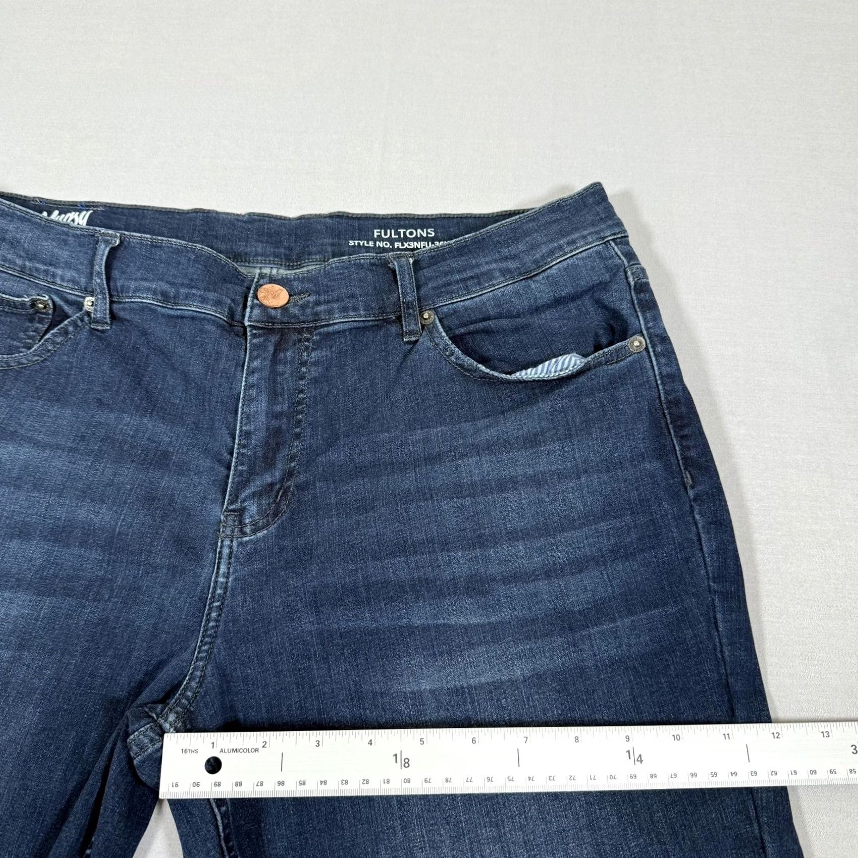 Vintage Mugsy Jeans Mens 36x32 Blue Fultons Slim Straight Fit Stretch Denim Jeans Work Size US 36 / EU 52 - 7 Thumbnail