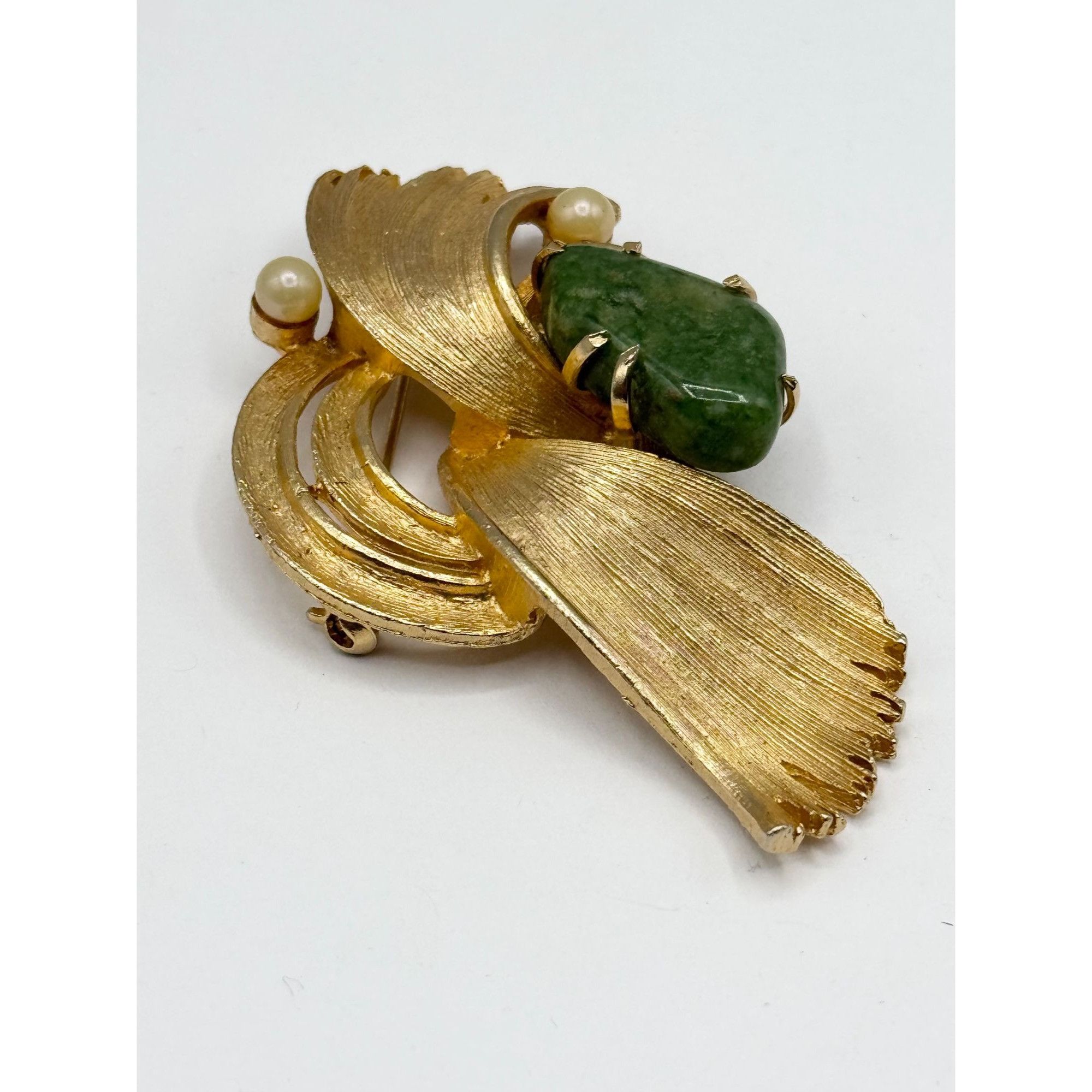 Vintage Vintage Lisner green stone pearl brooch pin Size ONE SIZE - 4 Thumbnail