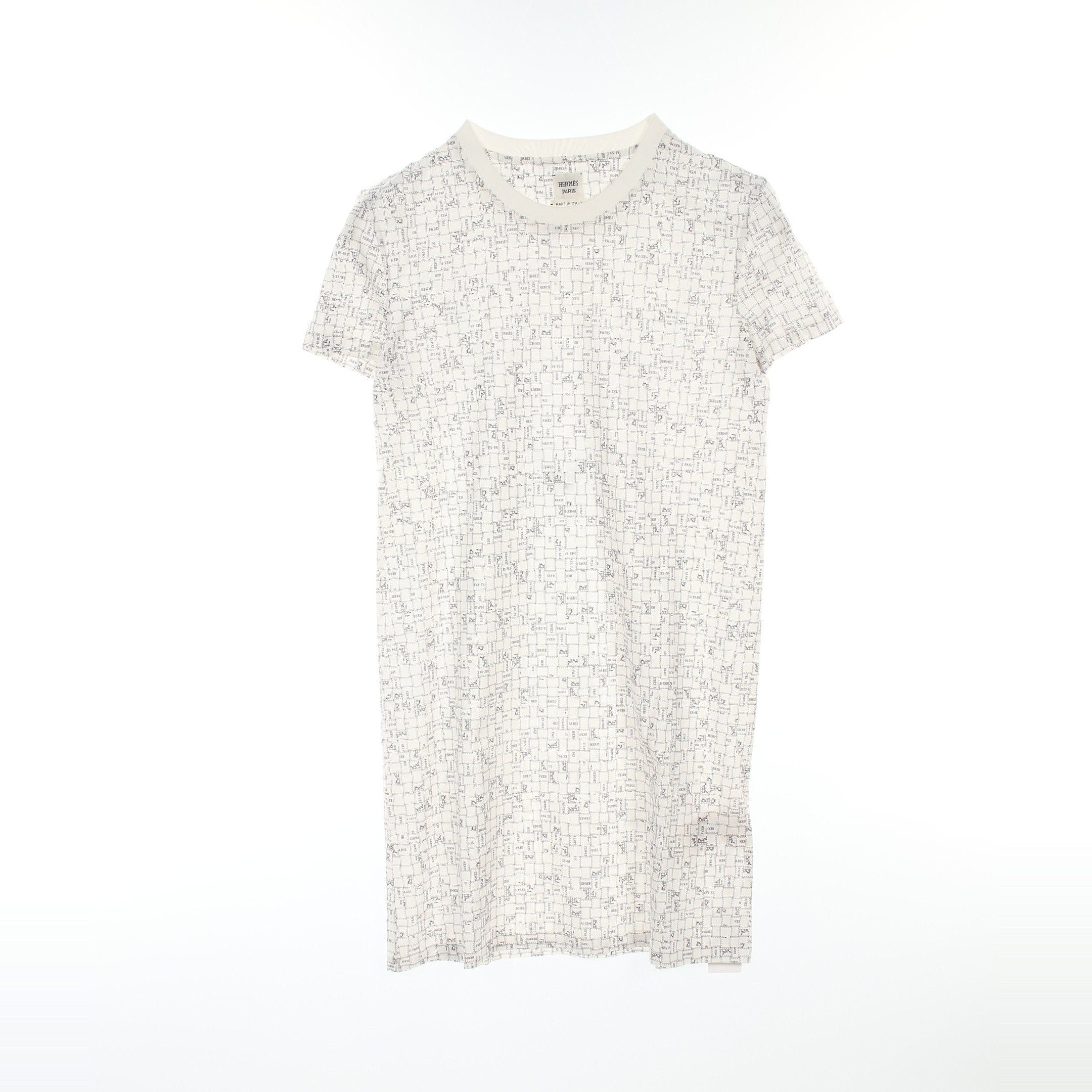 Hermes Hermes Bolduc Au Carre One Piece Cotton White Black Size ONE SIZE - 1 Thumbnail