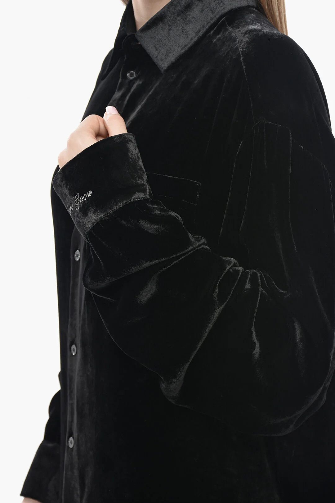 Golden Goose og1mm0426 Velour Blouse in Black Size L / US 10 / IT 46 - 3 Thumbnail