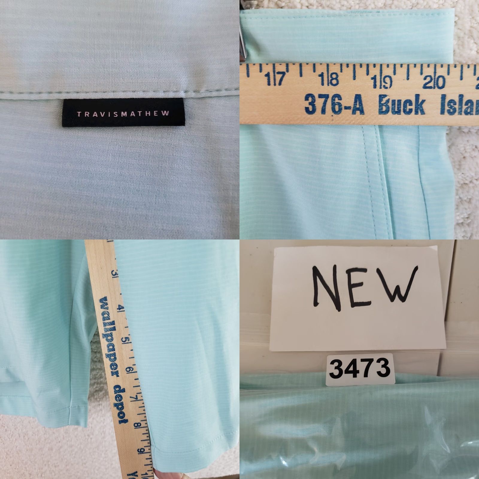 TravisMathew Travis Mathew Chino Shorts Mens 40x10 Aqua Blue Stretch Wrinkle Resistant Casual Travel Pockets Size US 40 / EU 56 - 9 Thumbnail