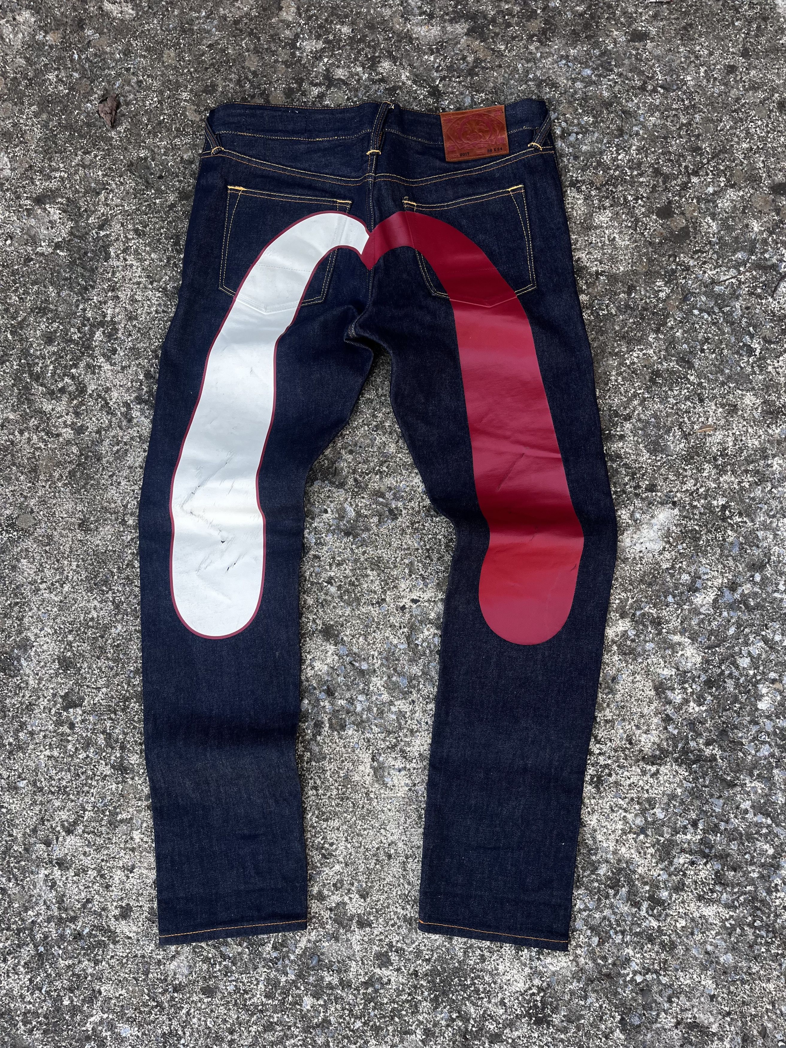 Evisu Painted Back Raw Denim