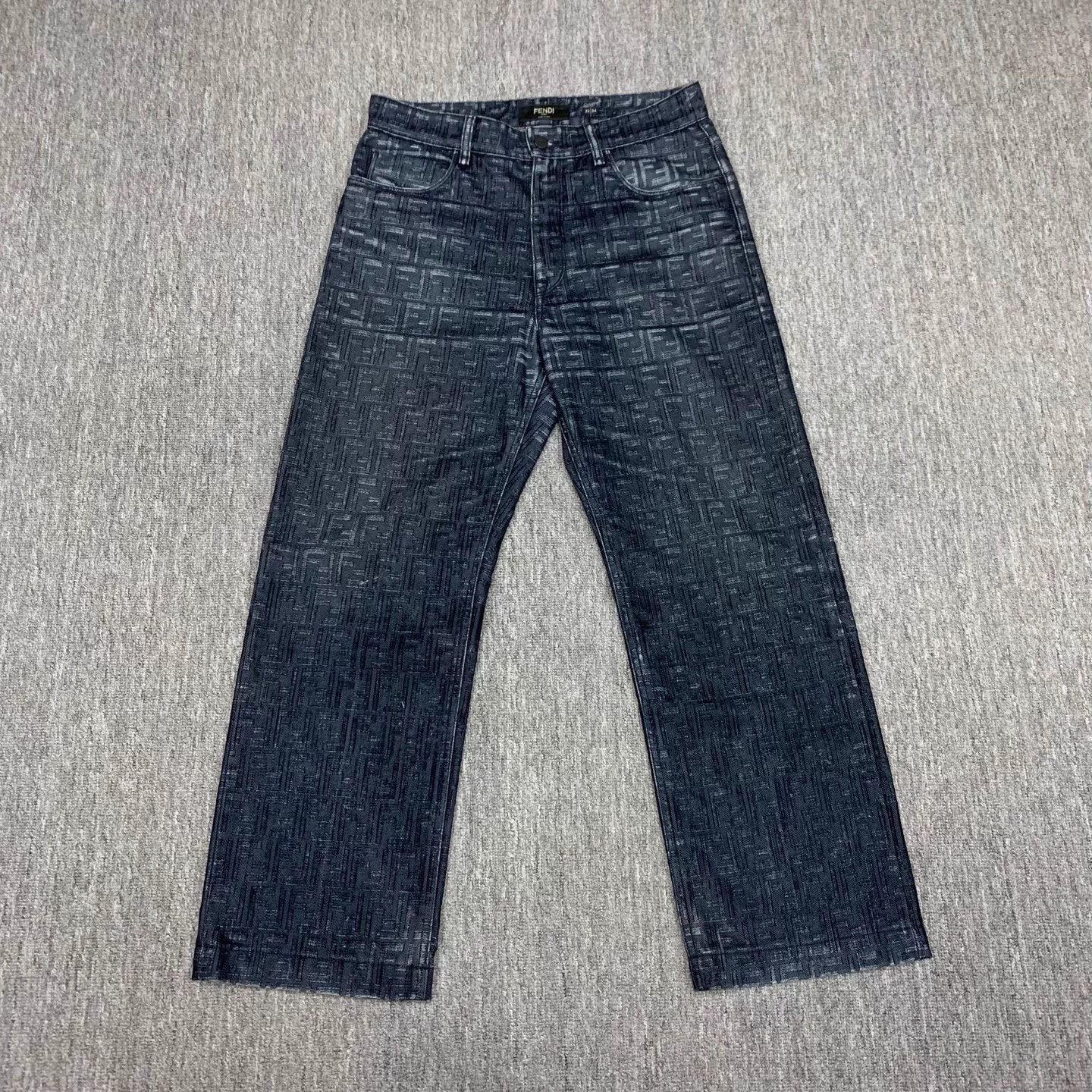 Fendi FENDI Blue FF Monogram Flocked Jeans 32 Size US 32 / EU 48 - 1 Thumbnail