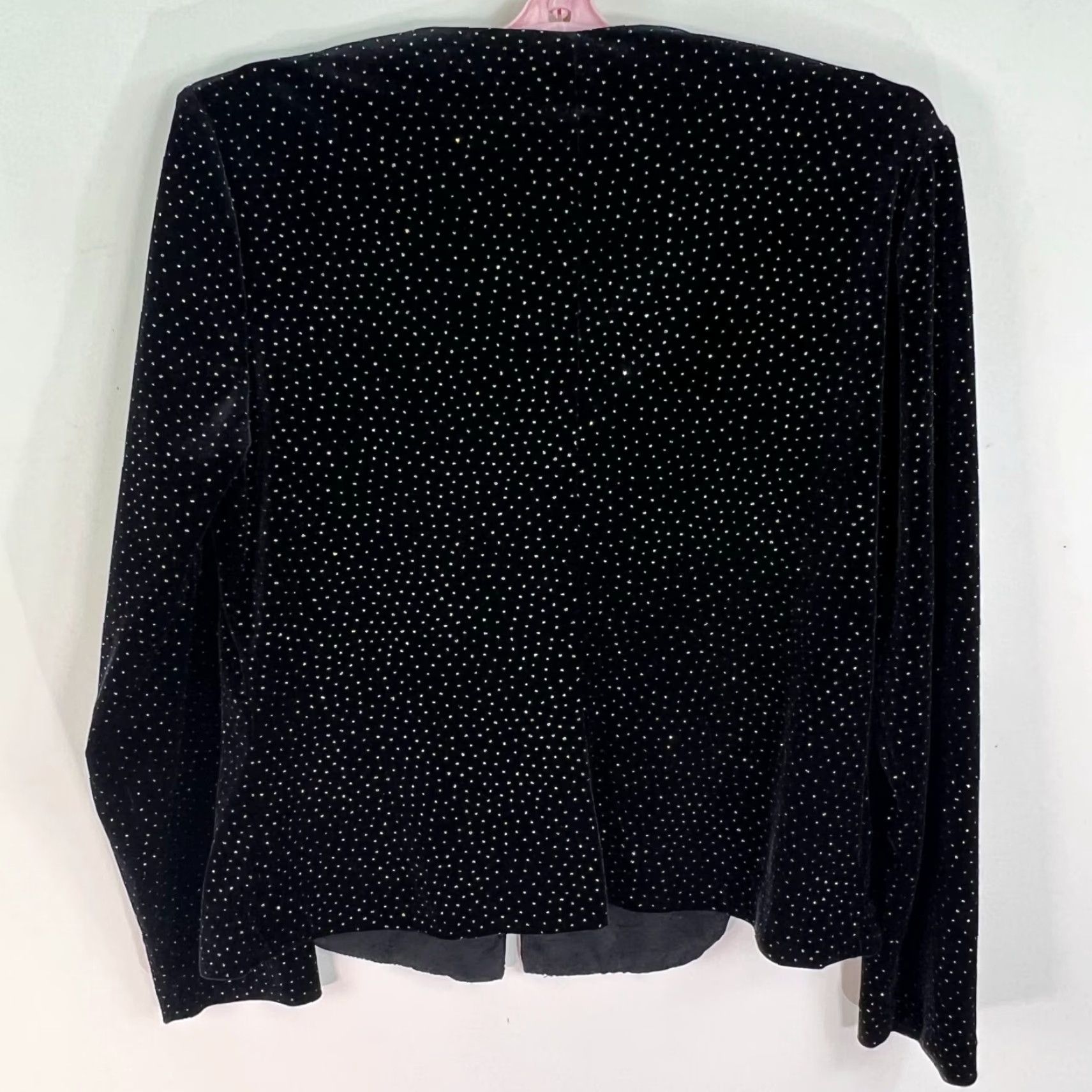 Velvet Ronni Nicole Button-Up Jacket Women's Petite 14P Black Velvet Glitter Sparkle Cardigan Shirt Size XL / US 12-14 / IT 48-50 - 4 Thumbnail