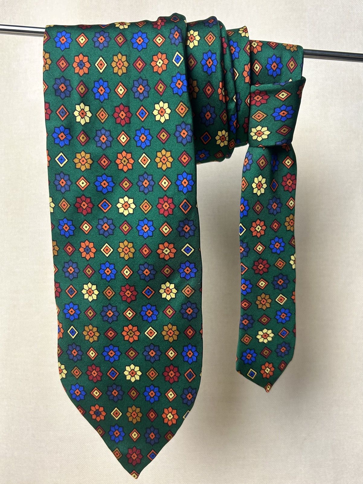 Longchamp Longchamp dark green floral geometric silk tie Size ONE SIZE - 1 Thumbnail
