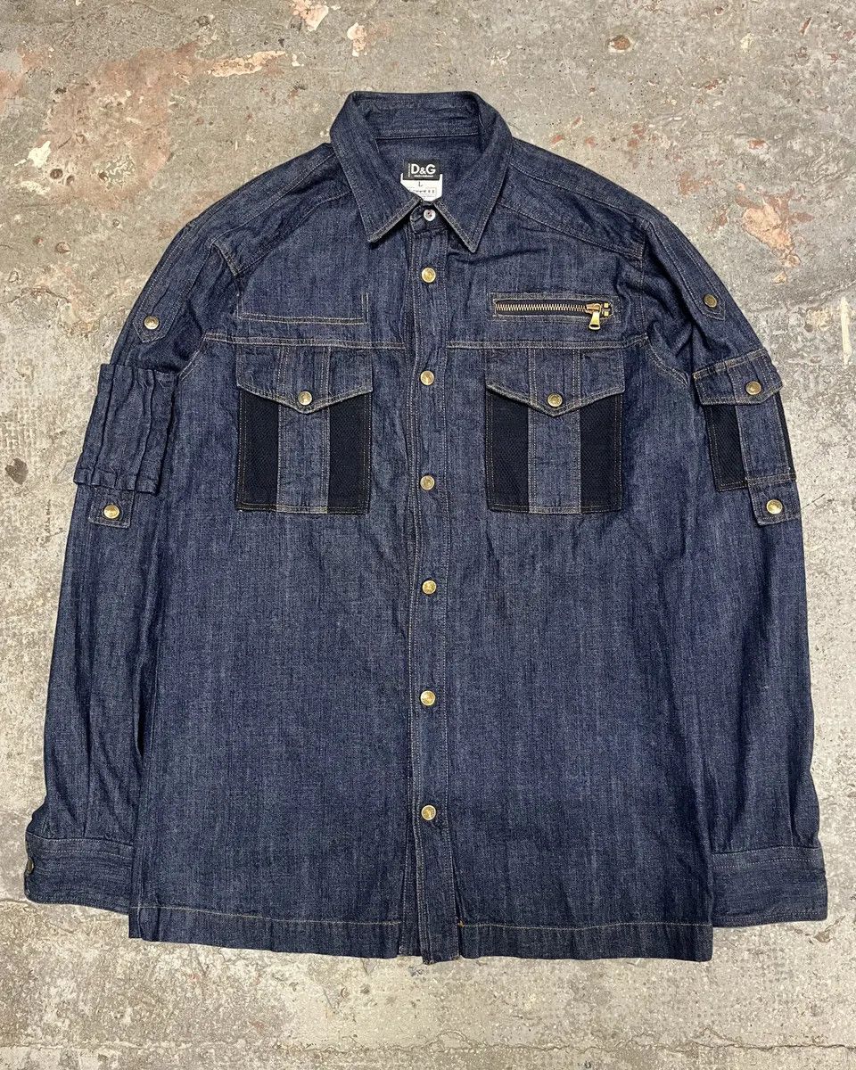 Dolce & Gabbana SS2003 Dolce & Gabbana Cargo Combat Denim Shirt Size US M / EU 48-50 / 2 - 1 Thumbnail