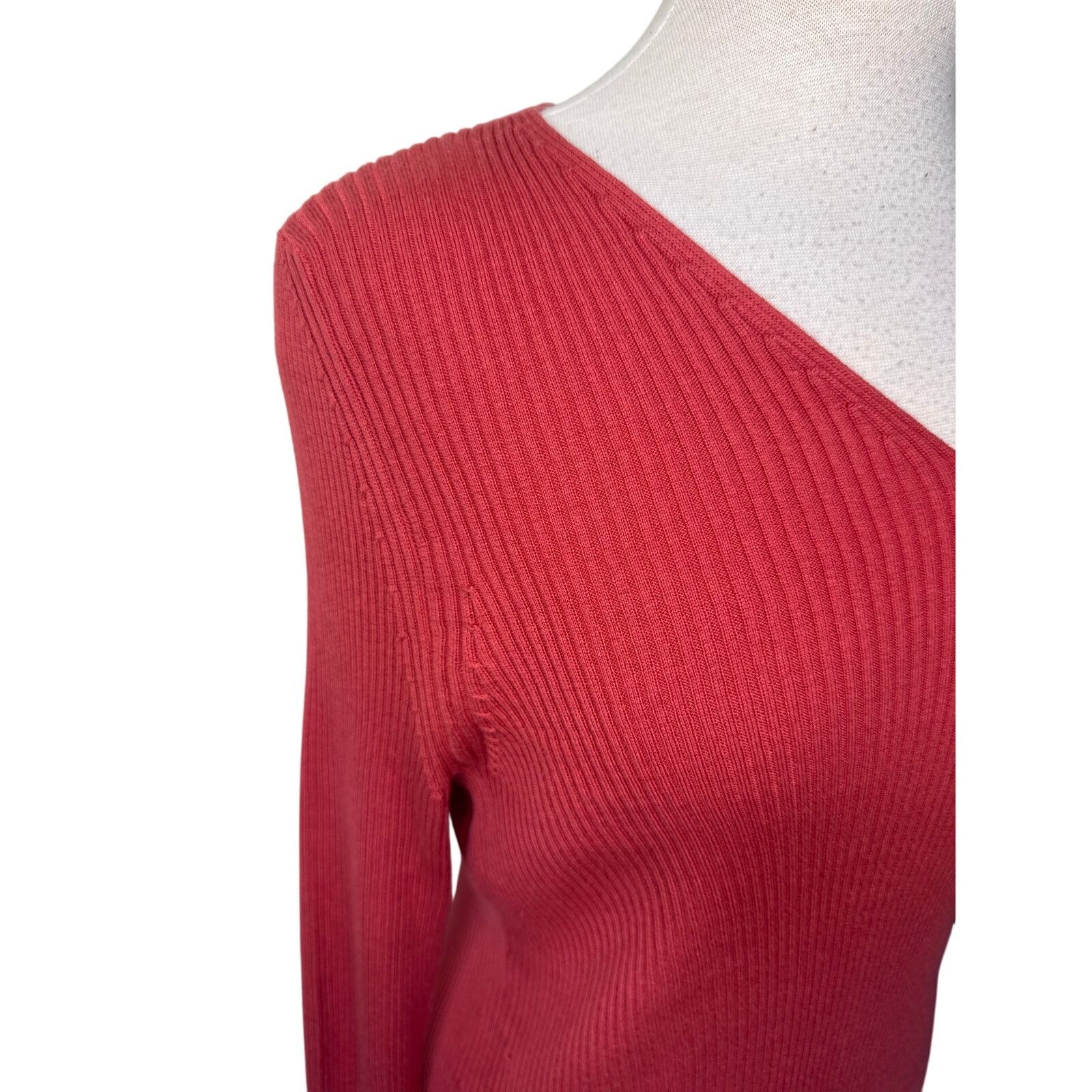 Other PERUVIAN CONNECTION Ribbed V Neck Long Sleeve Sweater Red Size XL / US 12-14 / IT 48-50 - 5 Thumbnail