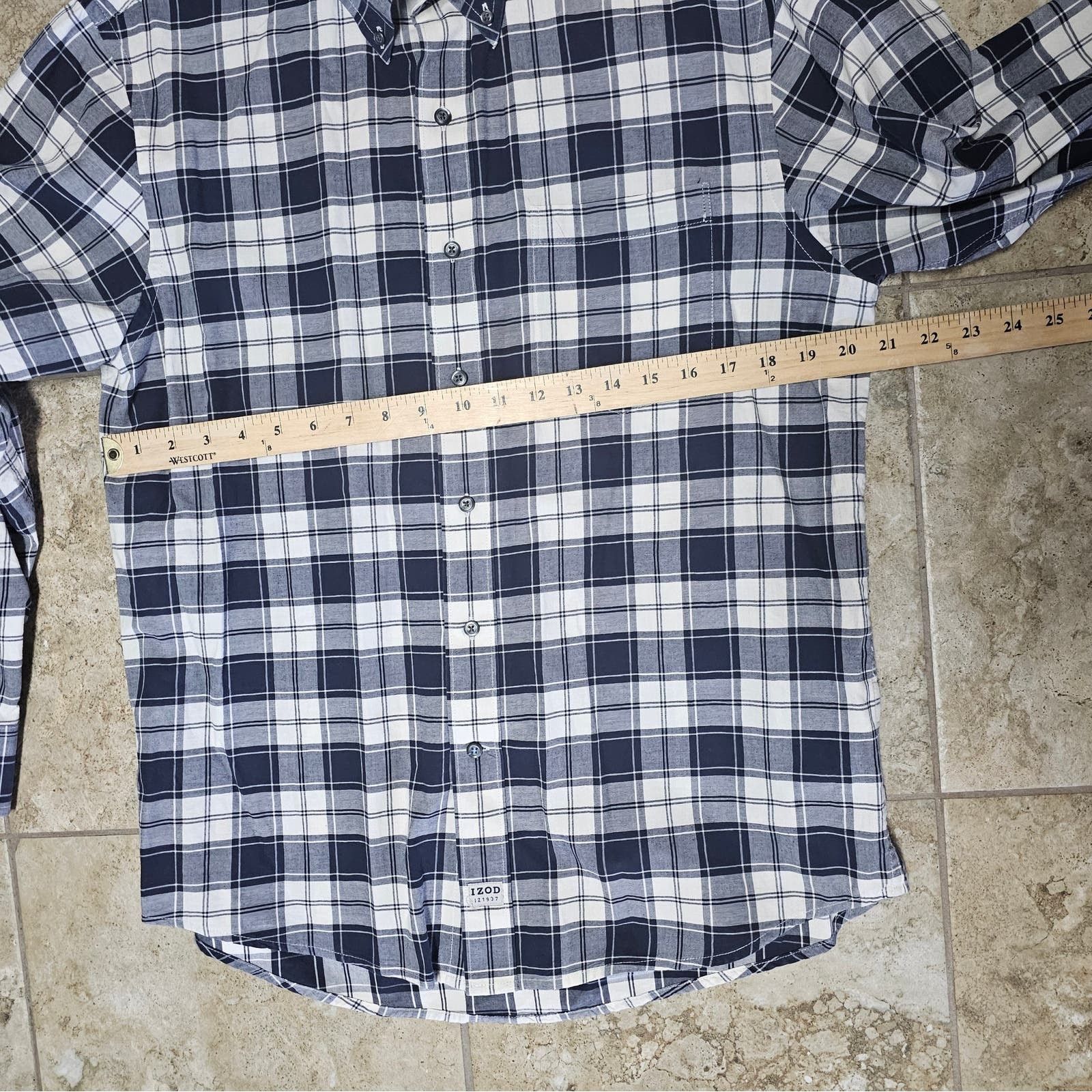 Izod Men's IZOD Blue White Plaid Long Sleeve Shirt Size Medium Size US M / EU 48-50 / 2 - 6 Thumbnail