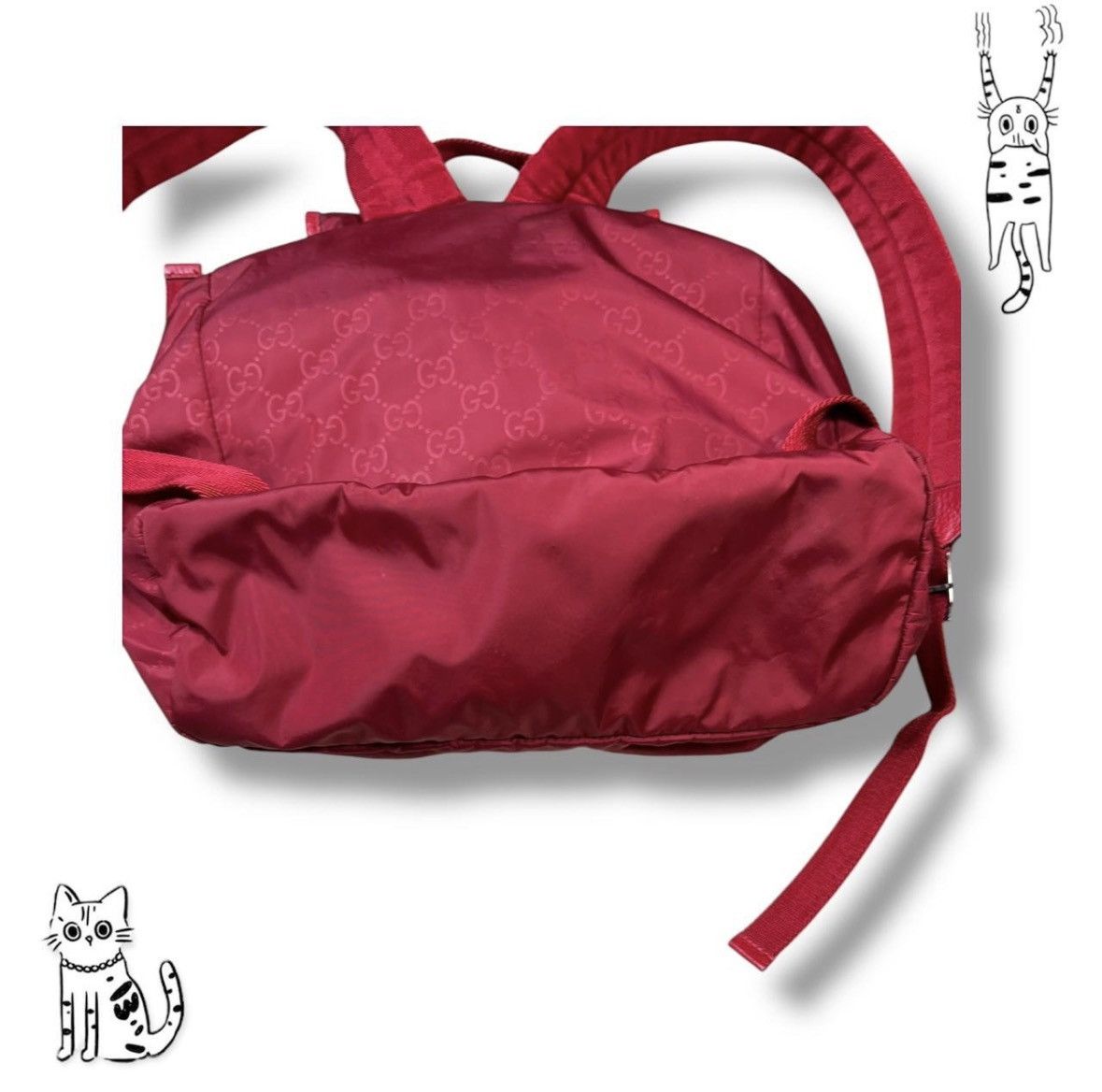 Gucci GUCCI GG Red Nylon Leather Backpack used made in italy Size ONE SIZE - 4 Thumbnail
