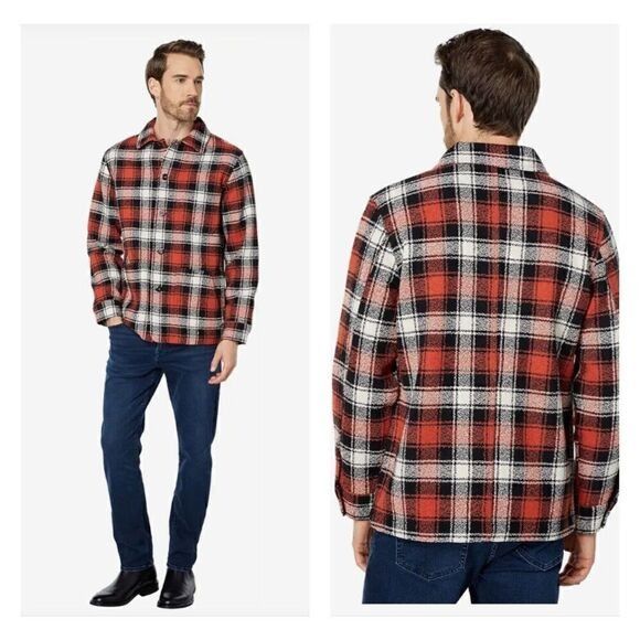 Taylor Stitch Ojai Jacket in Garnet Wool Blend Plaid Chore