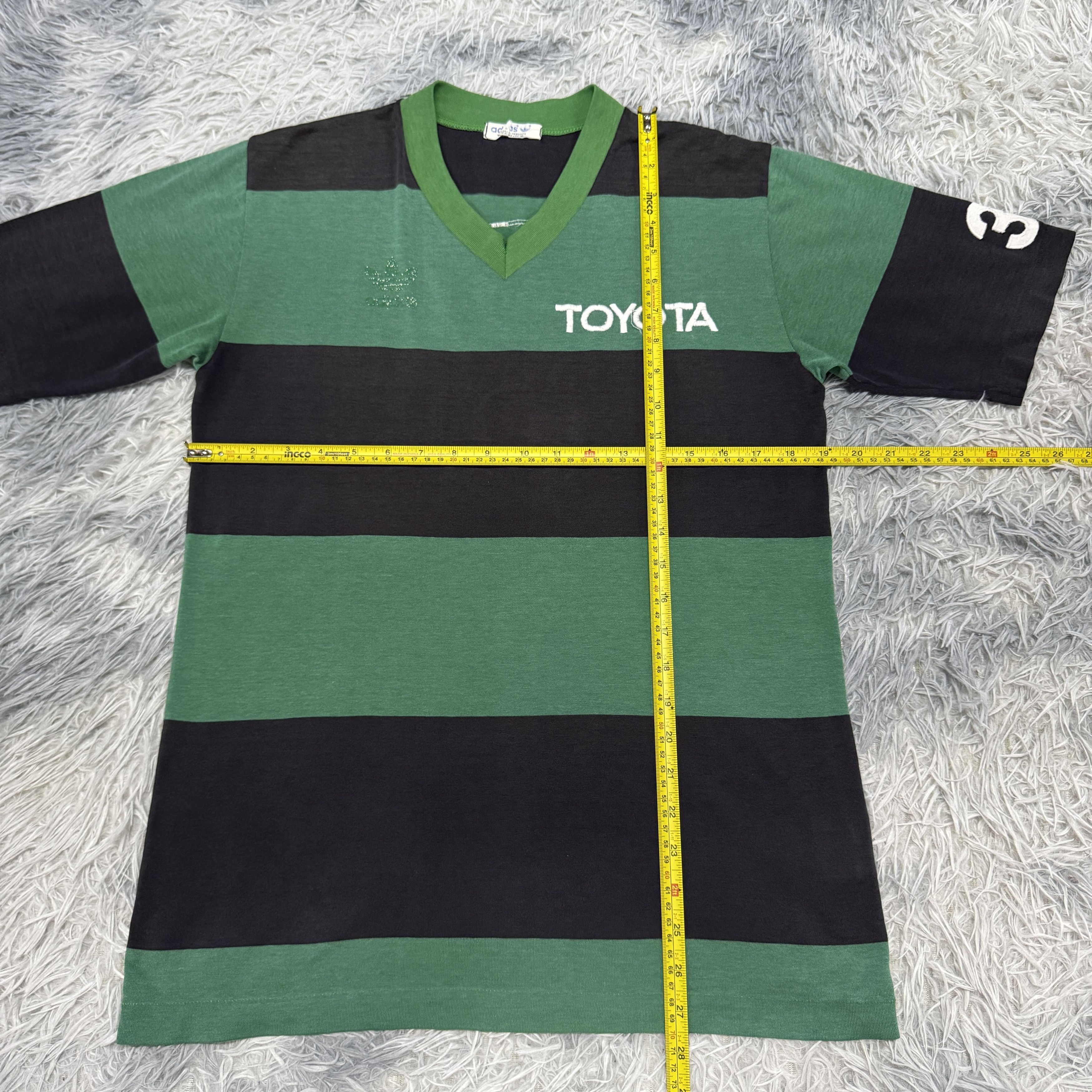 Vintage Rare Vintage Adidas 80s Striped Toyota V-neck Tshirt Size US L / EU 52-54 / 3 - 11 Thumbnail