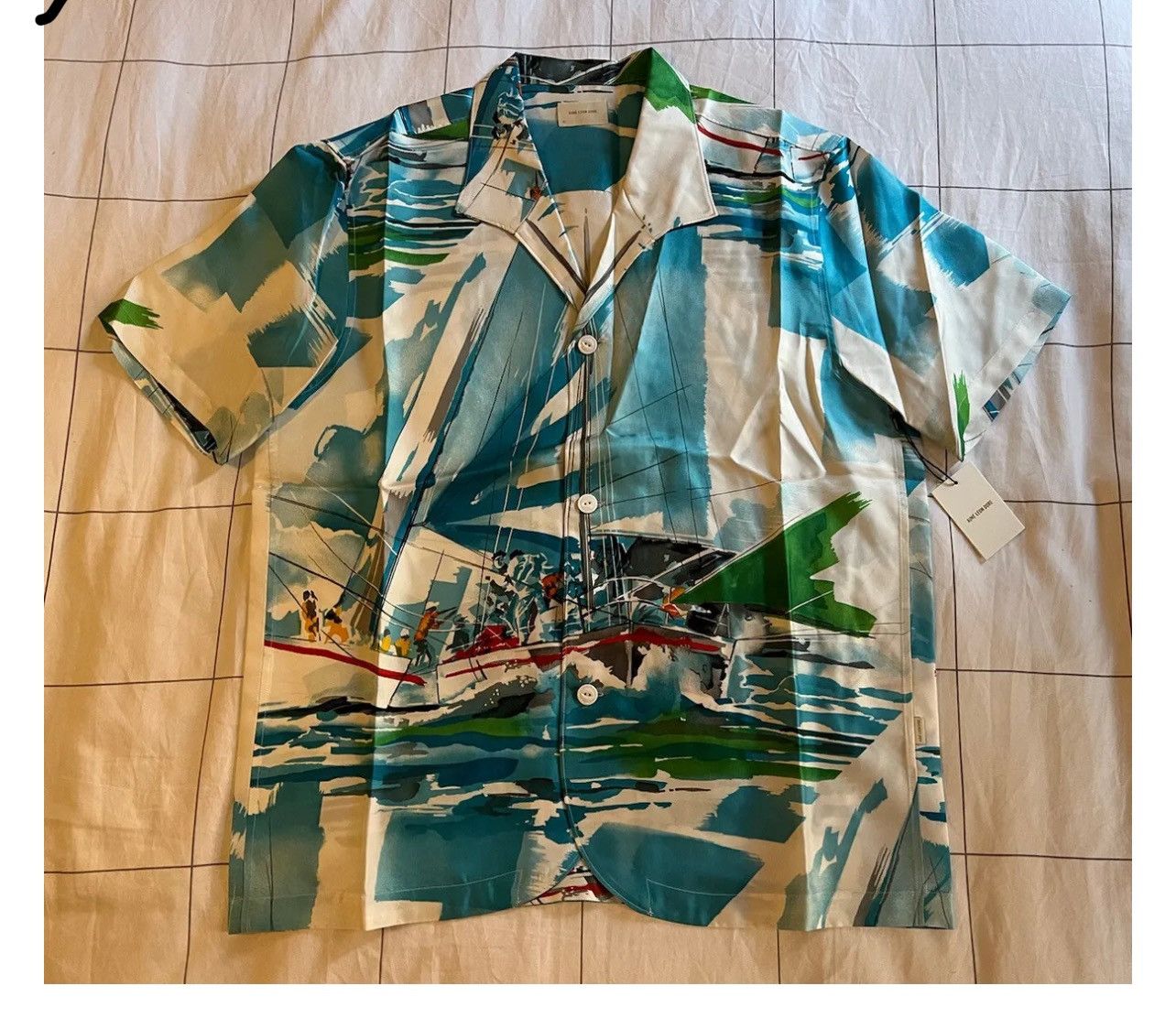image of Aime Leon Dore Ald Silk Cabana Shirt Ss23 Novelty Pattern Xl, Men's