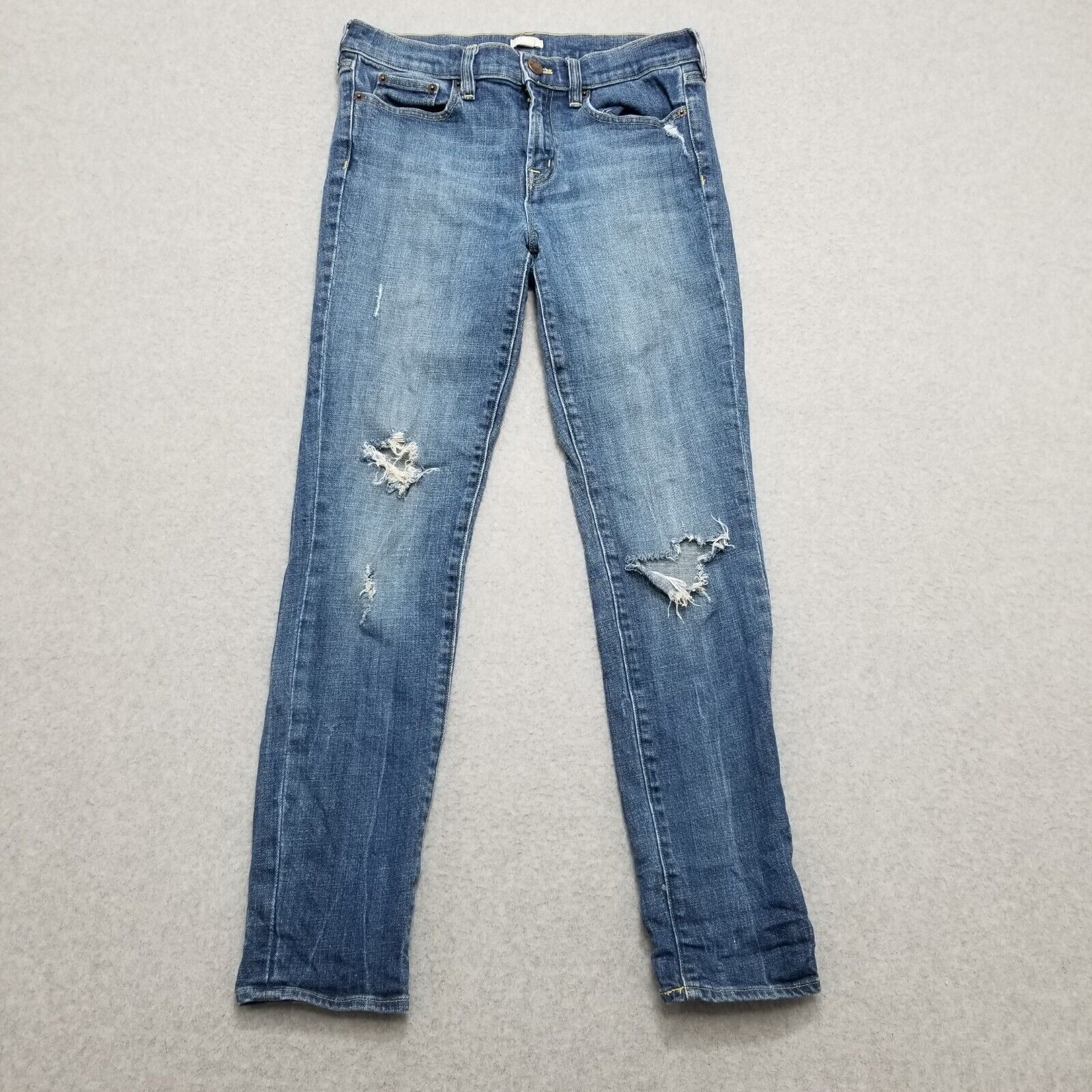 J.Crew J Crew Jeans Womens 27 Denim Low Rise Straight Distressed Size 27" / US 4 / IT 40 - 1 Thumbnail
