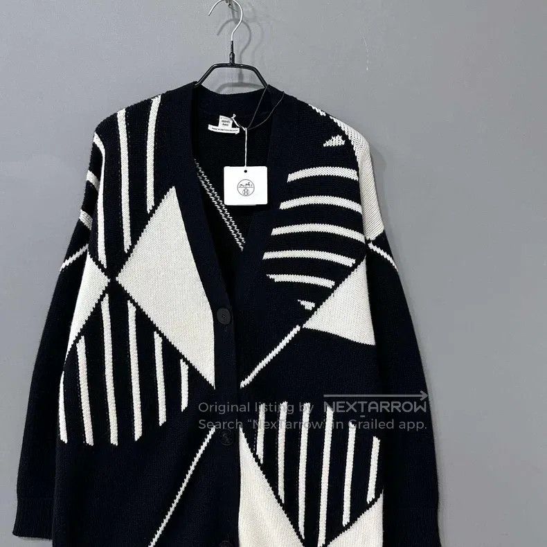 Hermes Hermes Diamond Patterned Long Cashmere Cardigan Size XXS / US 00 / IT 34 - 2 Thumbnail