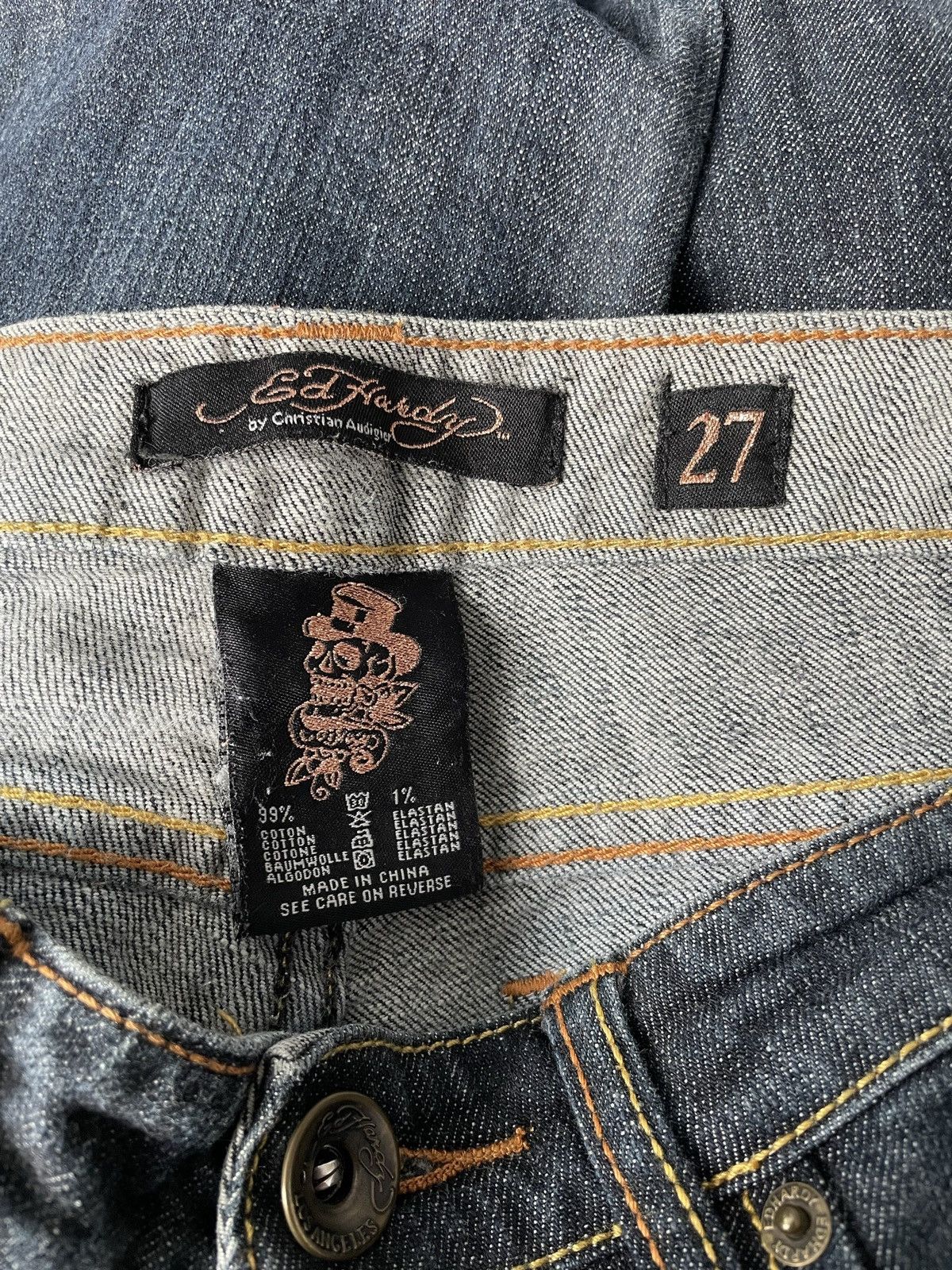 Ed Hardy × Vintage Ed Hardy Vintage Y2k Low Rise Denim Trousers Jeans Drip Swag Size 27" / US 4 / IT 40 - 12 Thumbnail