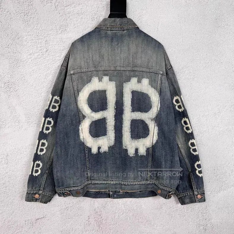 Balenciaga Balenciaga Double B Bitcoin Blue Denim Jacket Size US XS / EU 42 / 0 - 2 Thumbnail