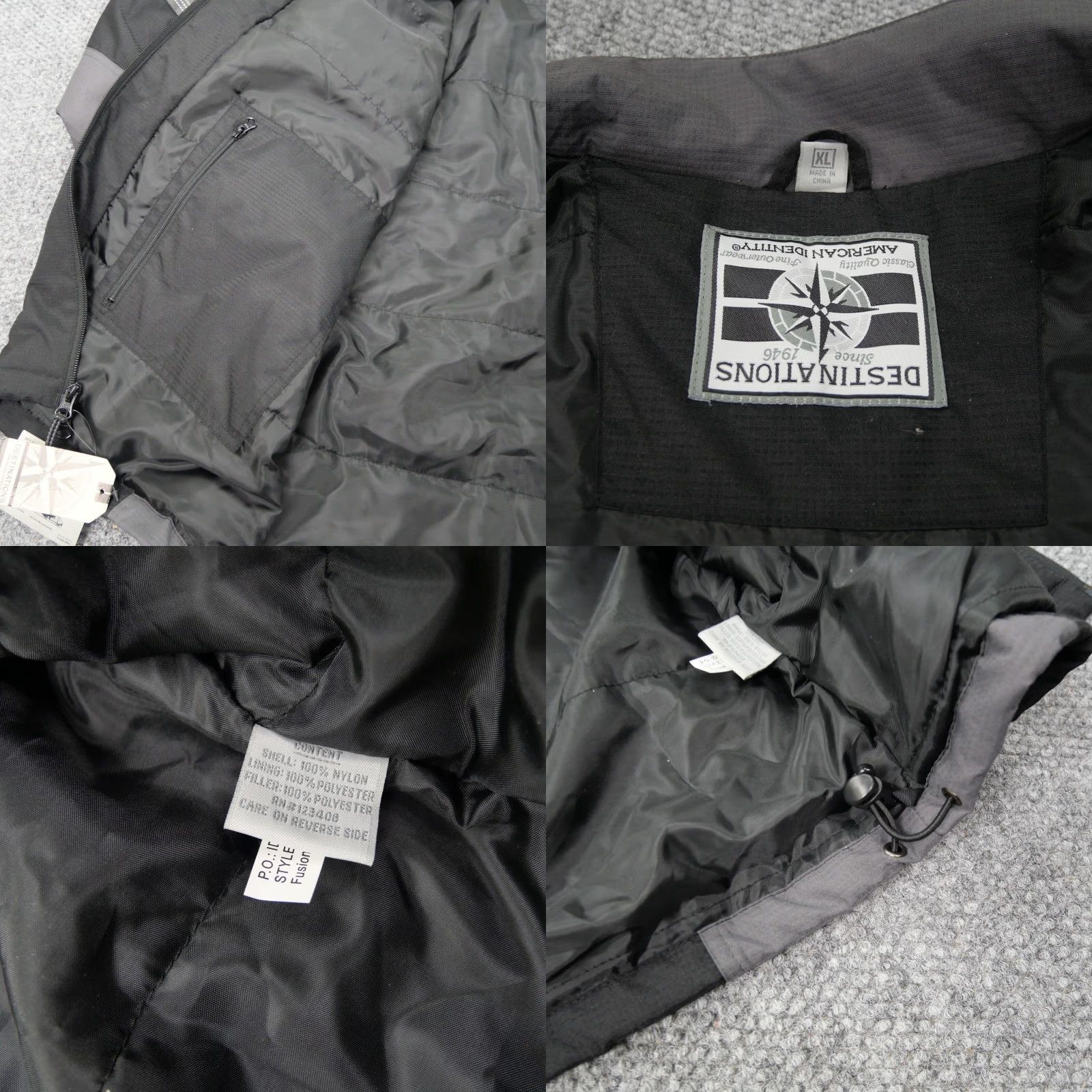 Vintage Destinations Ryder Jacket American Identity Mens XL Black/Gray Embroidered Reflective Safety Size US XL / EU 56 / 4 - 8 Thumbnail