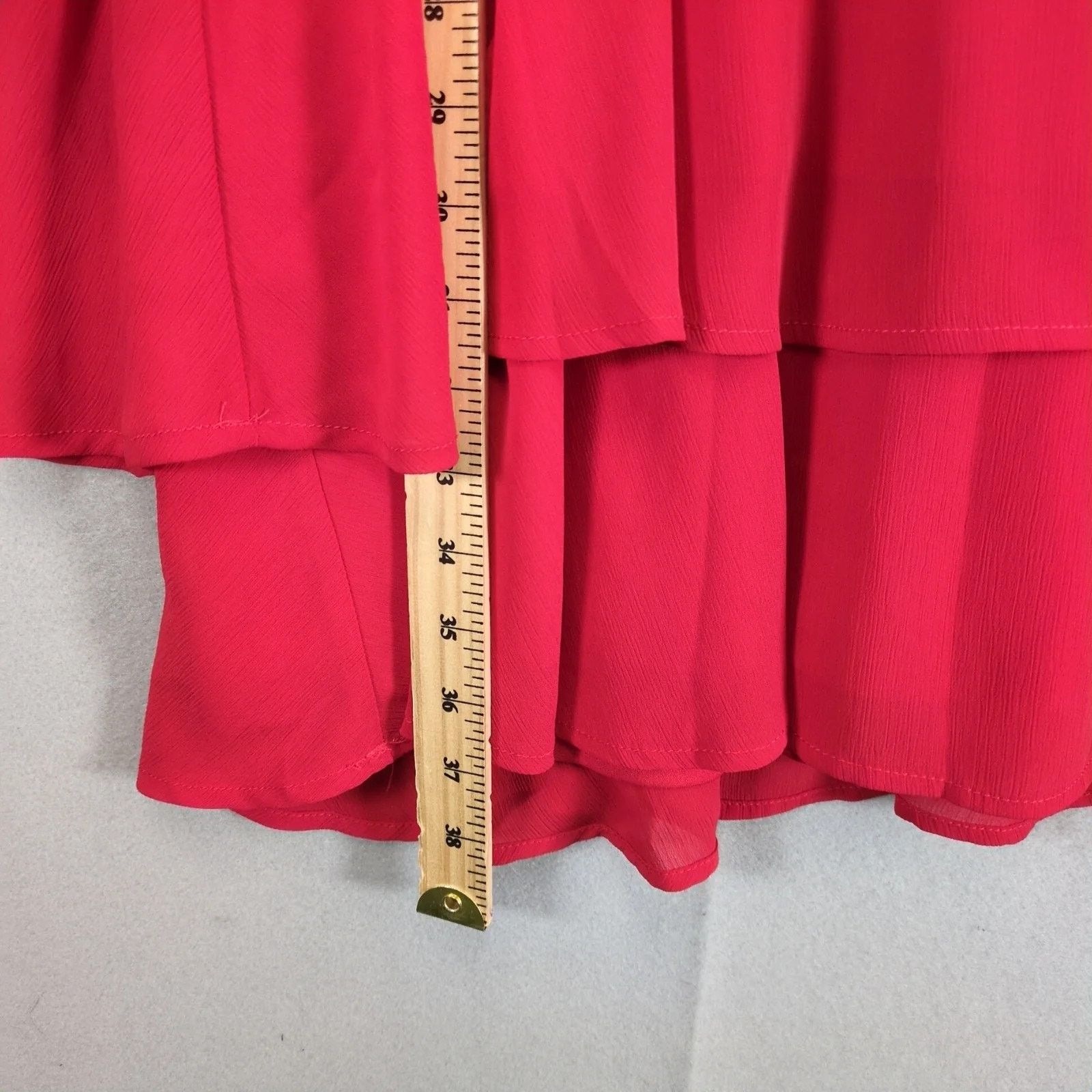 Other Cato Red Layered Midi Dress Size 16W Long Sheer Puff Sleeves Size XXL / US 16-18 / IT 52-54 - 7 Thumbnail