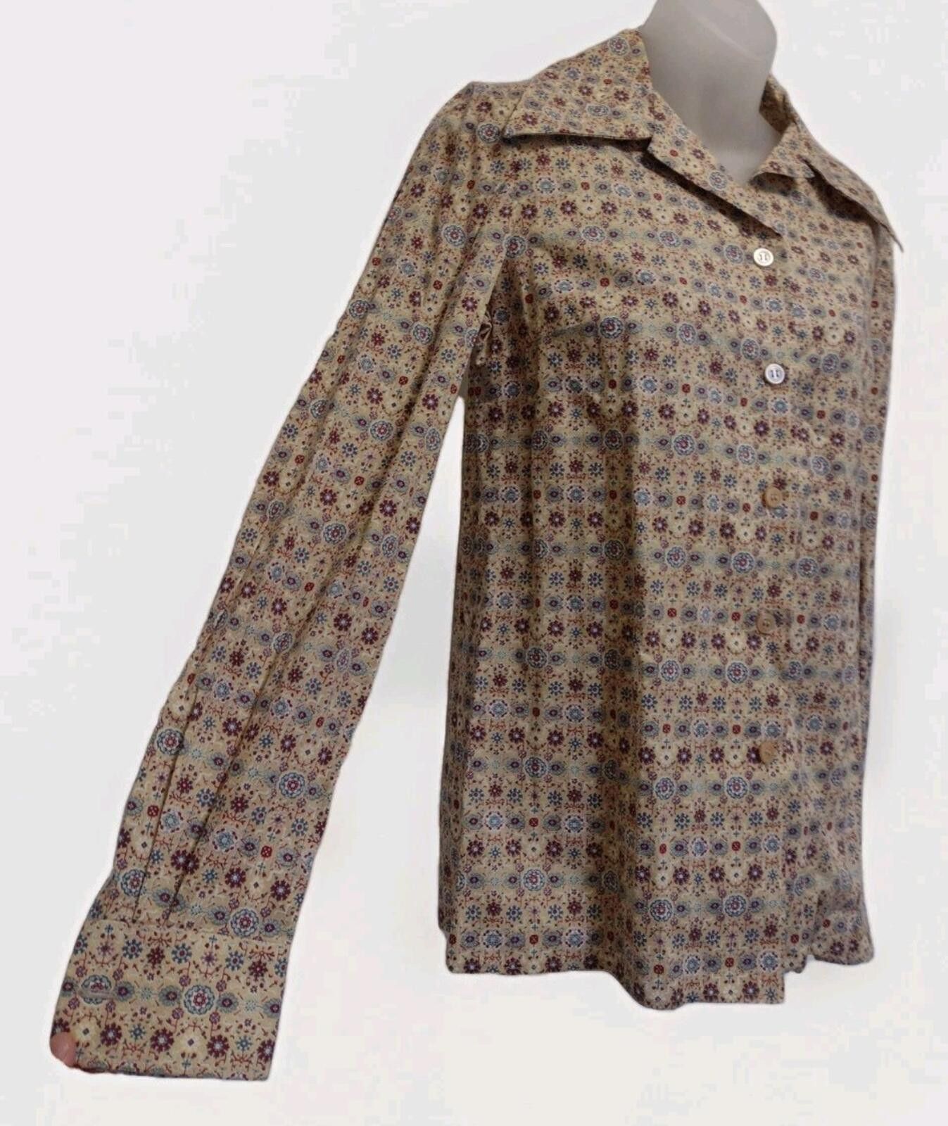 Handmade VTG 70s Handmade Calico Floral Pearlized Button Blouse M Size M / US 6-8 / IT 42-44 - 5 Thumbnail