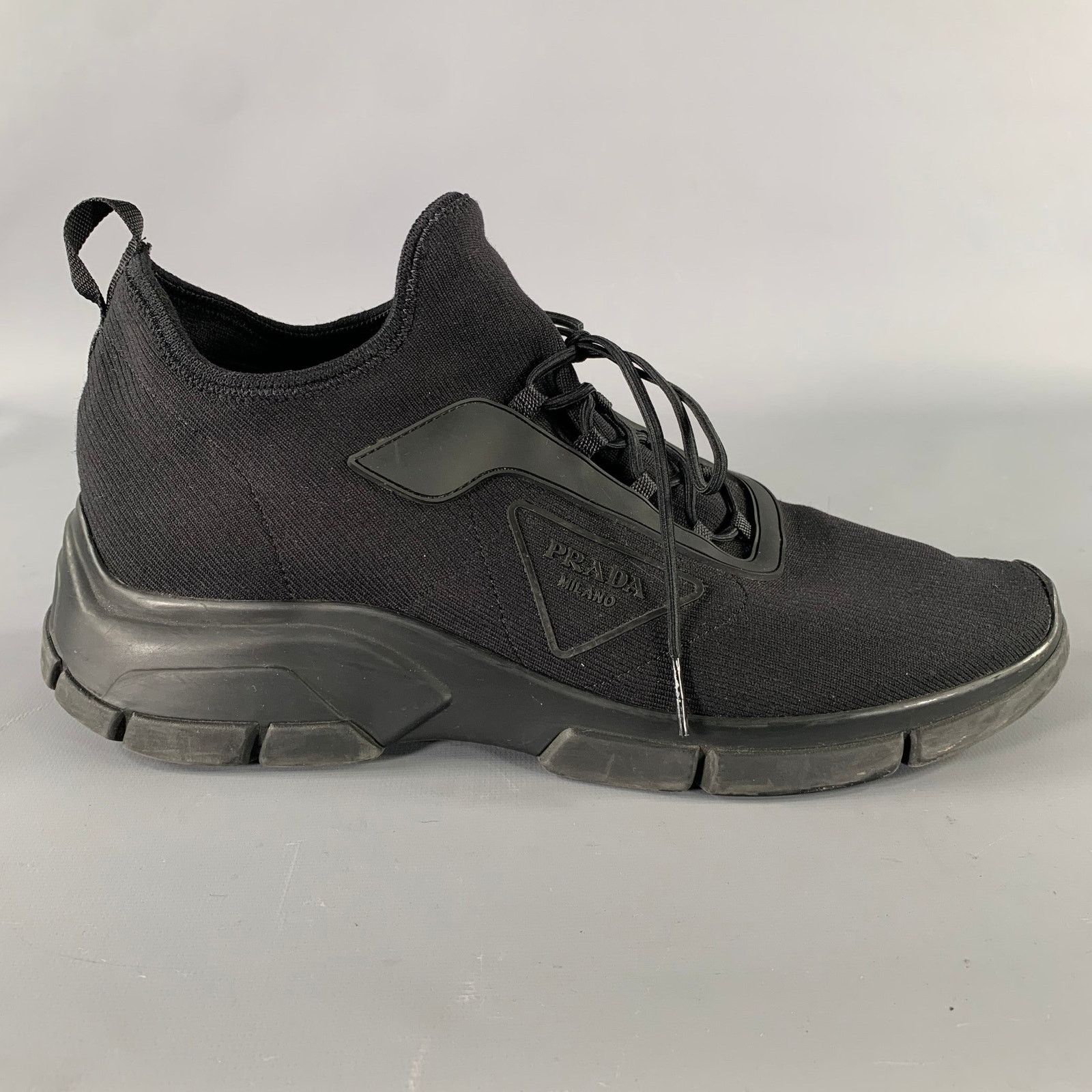 Prada PRADA Size 9 Black Logo Nylon Lace Sneakers Size US 9 / EU 42 - 2 Thumbnail