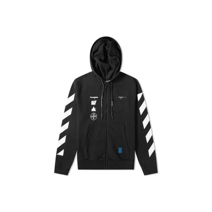 Off-White Off-White Black Graphic Zip-Up Hoodie 0079 Size US M / EU 48-50 / 2 - 1 Thumbnail