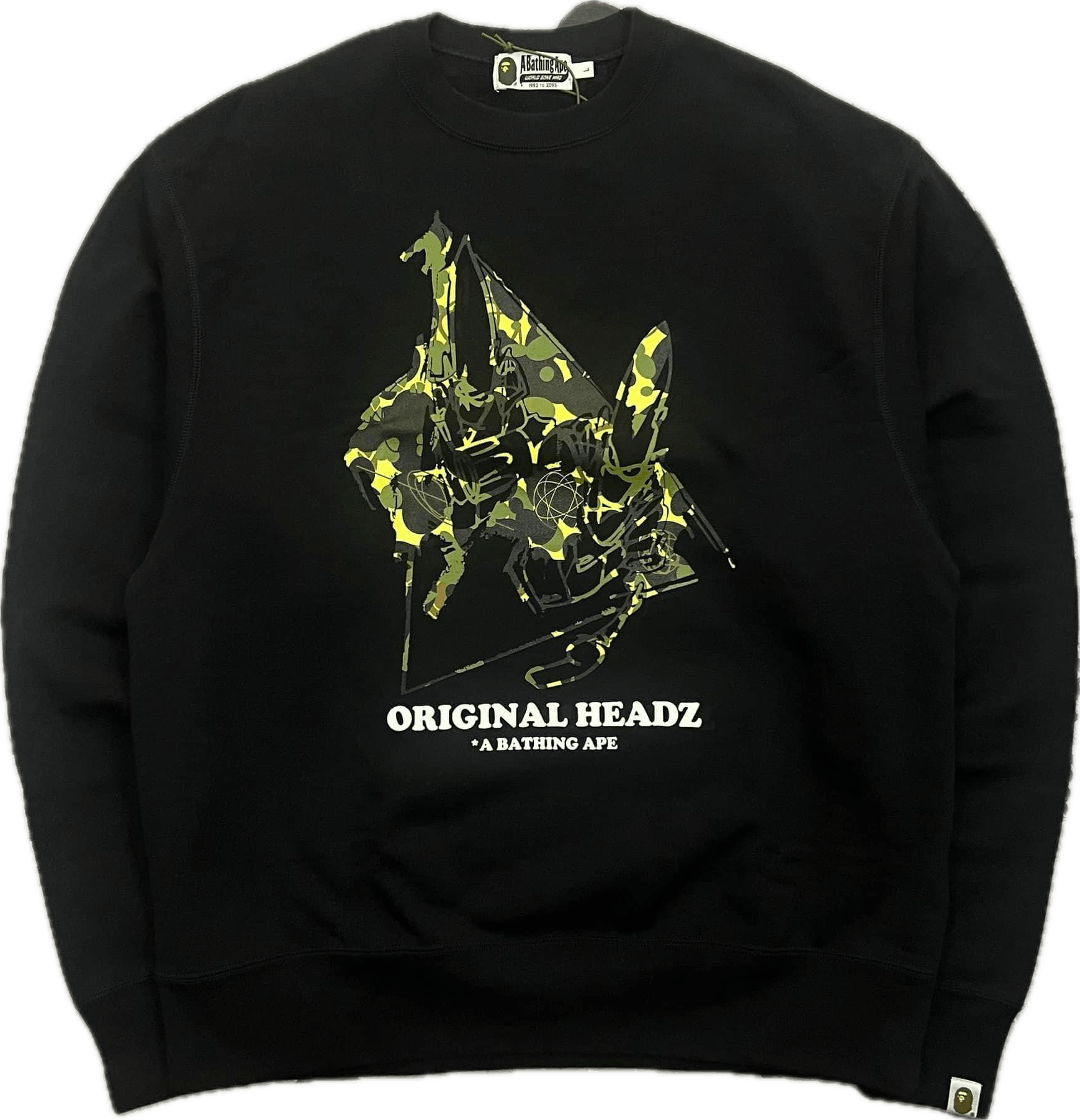BAPE X FUTURA COLLEGE LOGO ORIGINAL HEADZ CREWNECK BLACK