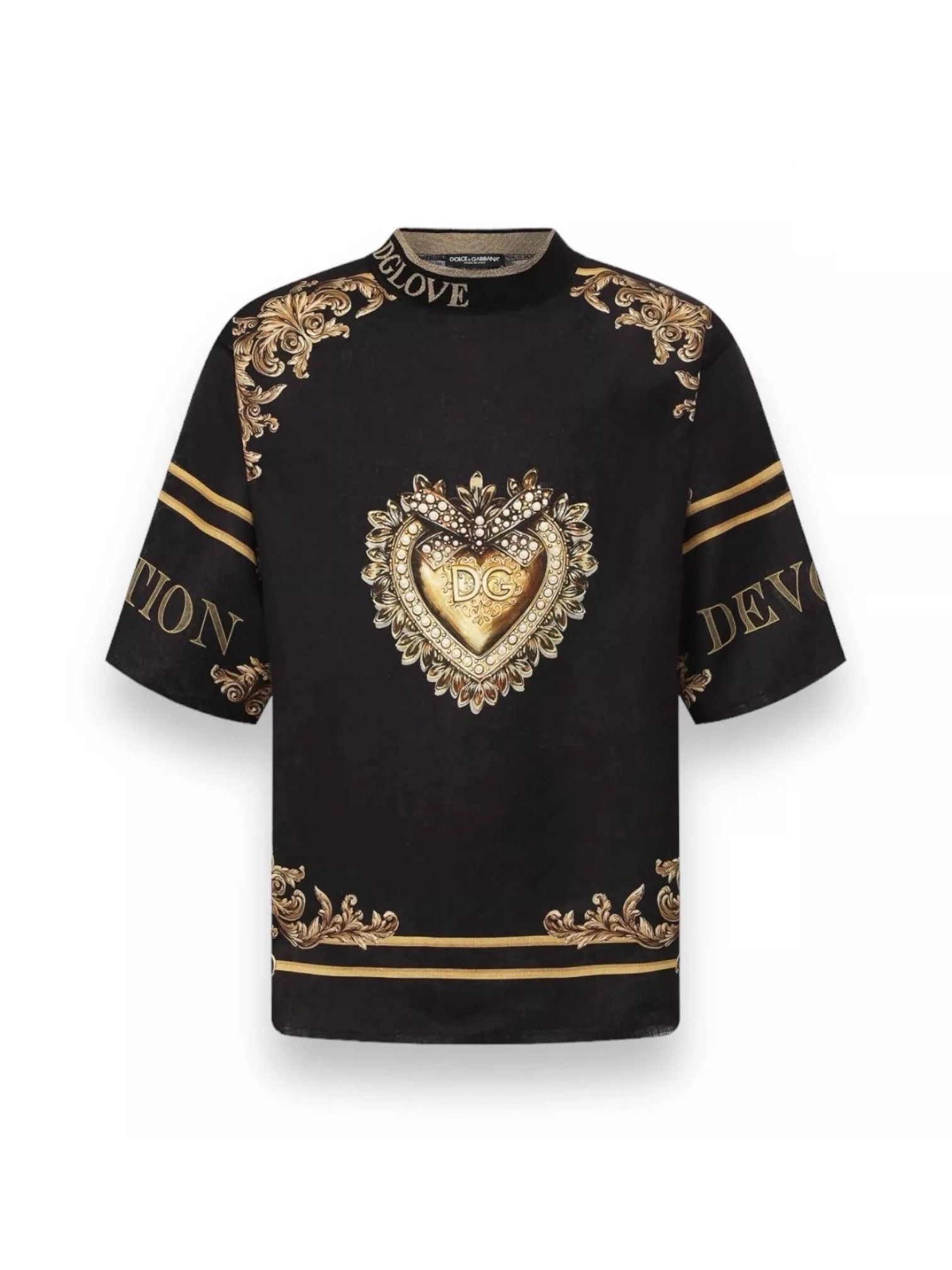 Dolce & Gabbana Dolce & Gabbana Printed Linen T-Shirt Size 48 